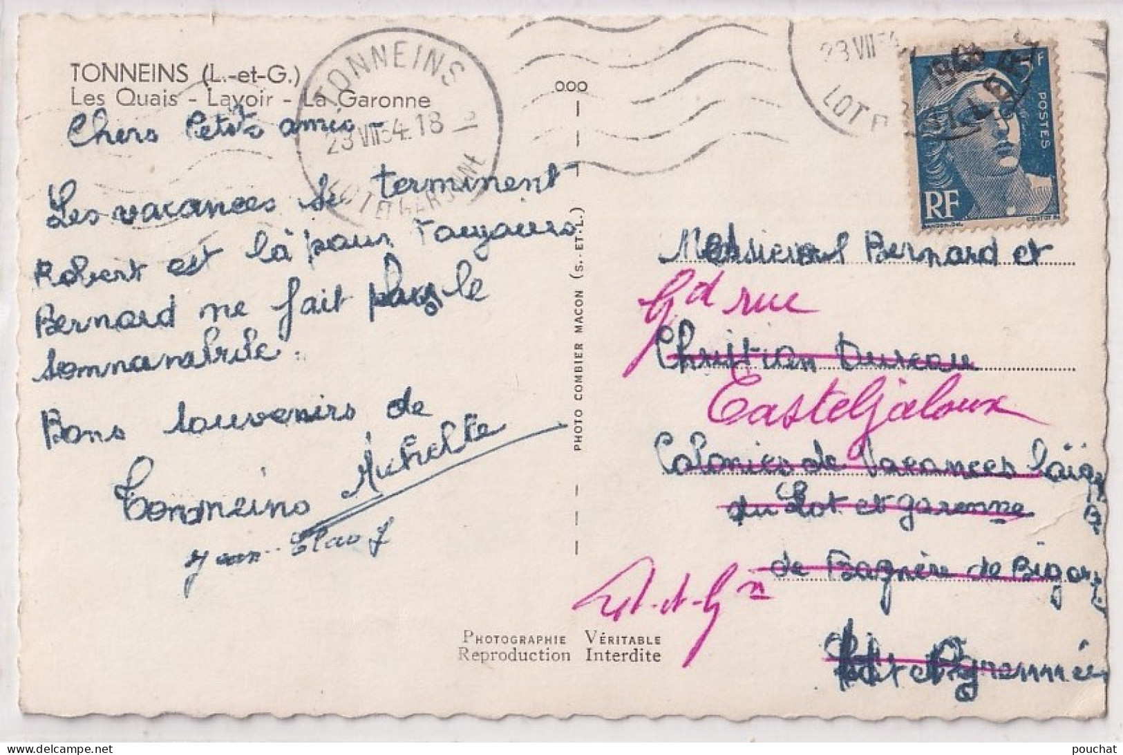 F11-47) TONNEINS - LES QUAIS - LAVOIR - LA GARONNE - ANIMEE -  LAVEUSES  EN 1954 - ( 2 SCANS ) - Tonneins