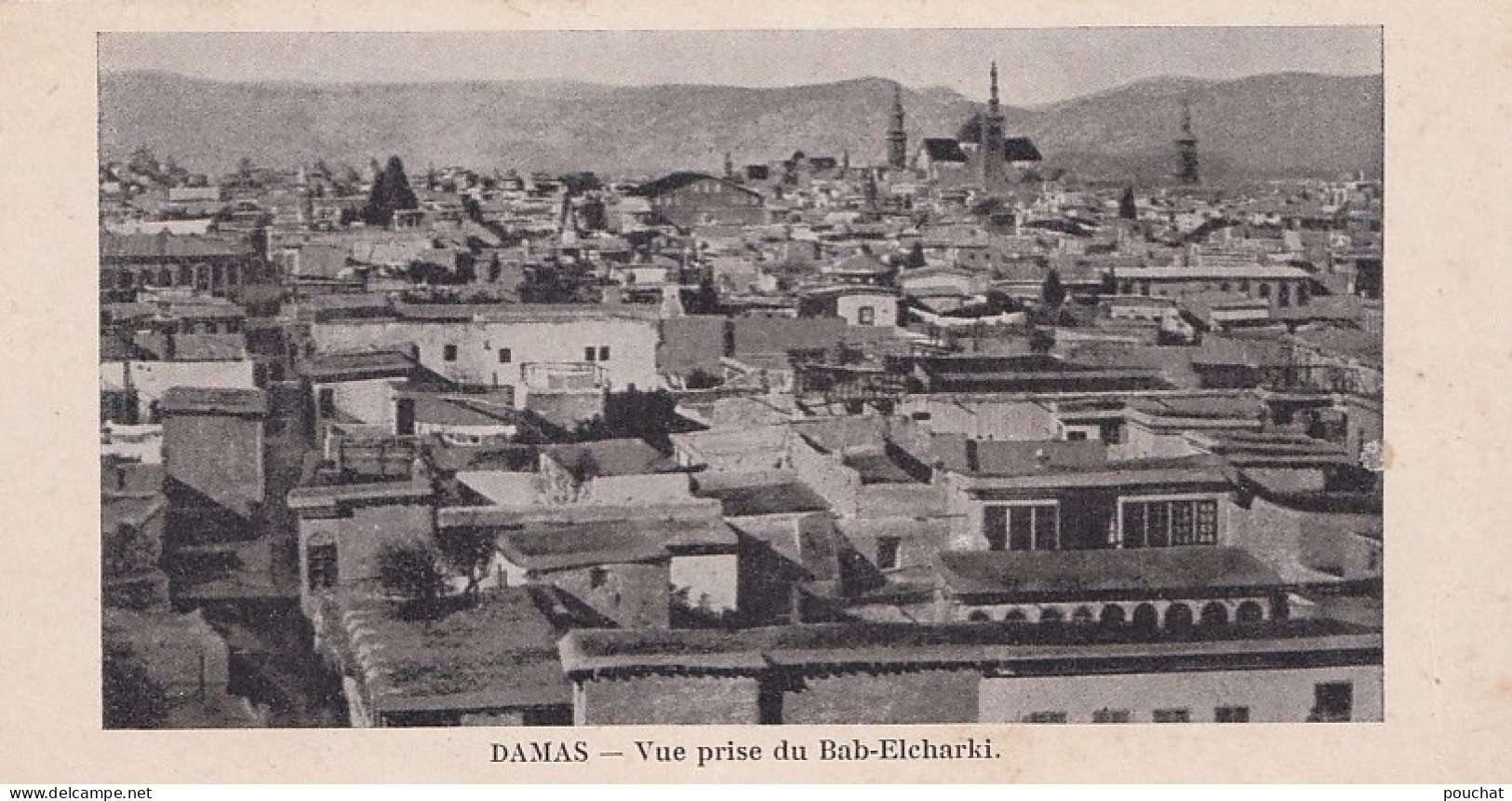 F12- DAMAS (SYRIE) VUE PRISE DU BAB ELCHARKI - MINICARTE D ' ORIGINE 14 X 7 ,4 - ( 2 SCANS ) - Syrien