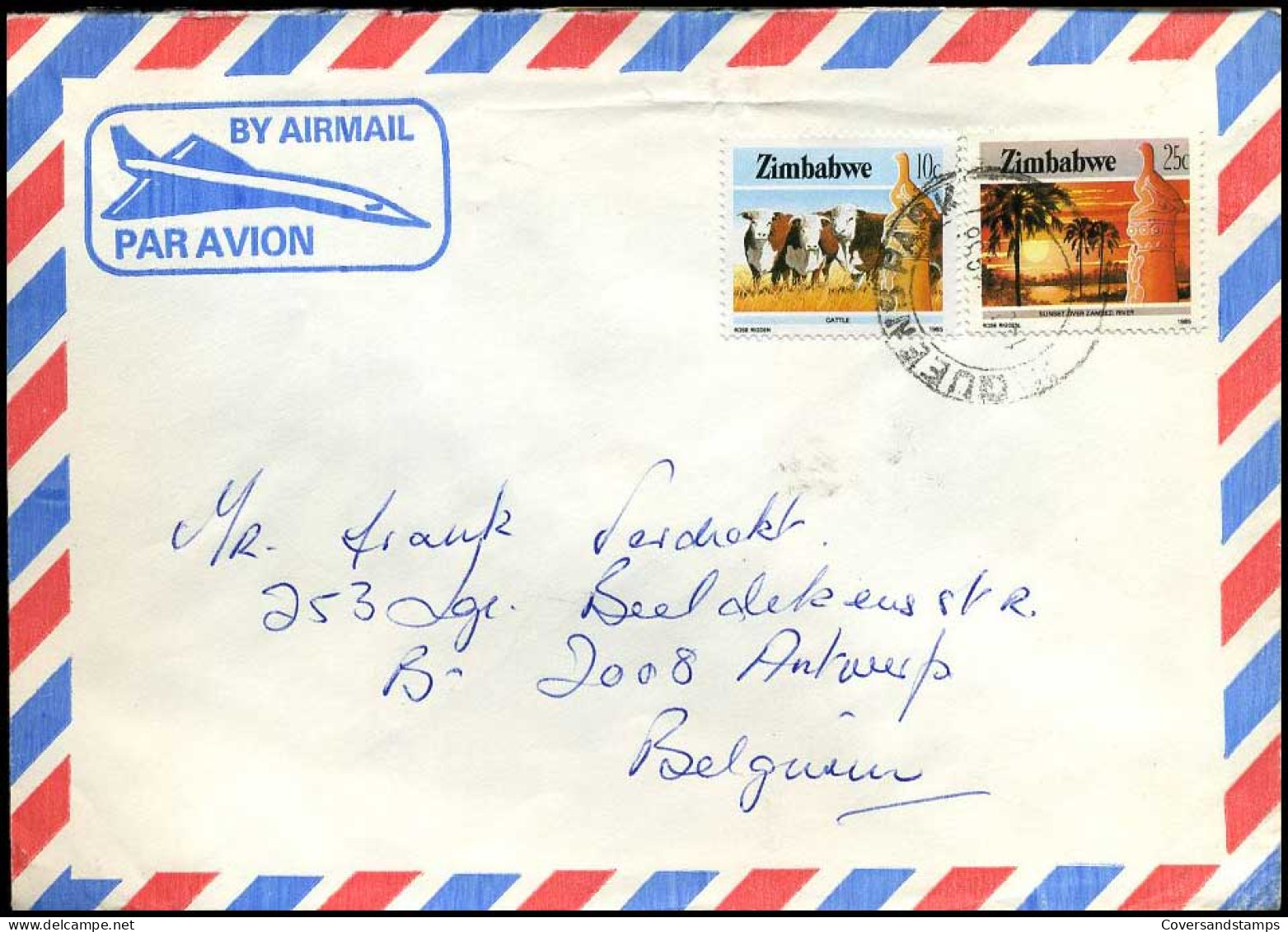 Cover From Zimbabwe To Belgium, Airmail - Zimbabwe (1980-...)