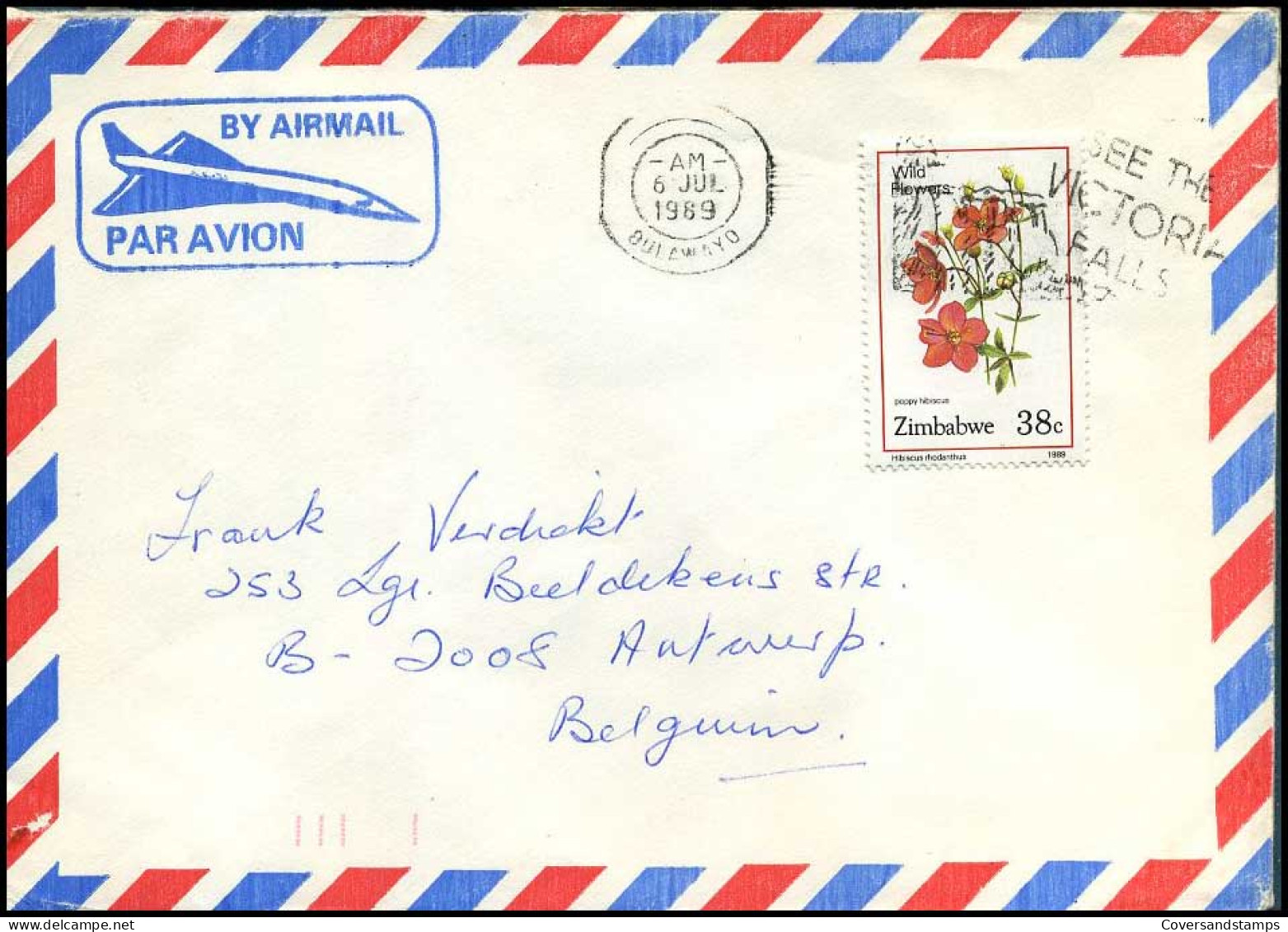 Cover From Zimbabwe To Belgium, Airmail - Zimbabwe (1980-...)