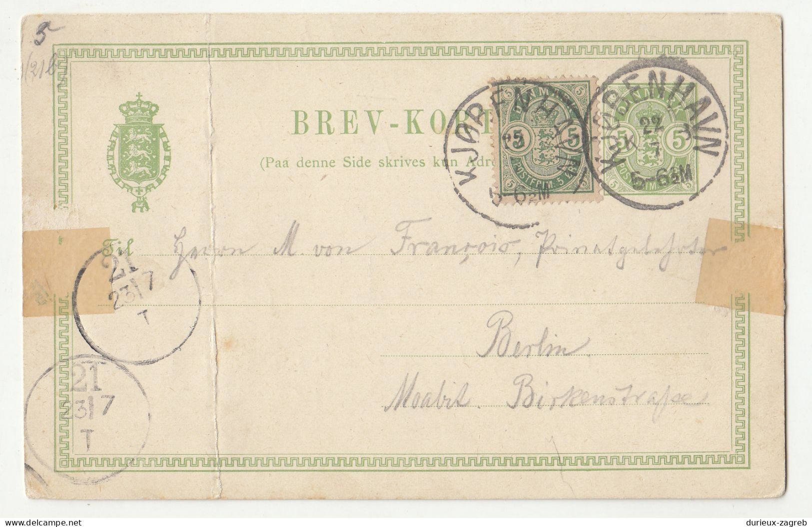 Denmark Old Postal Stationery Postcard Posted 1889 - Uprated B240401 - Enteros Postales