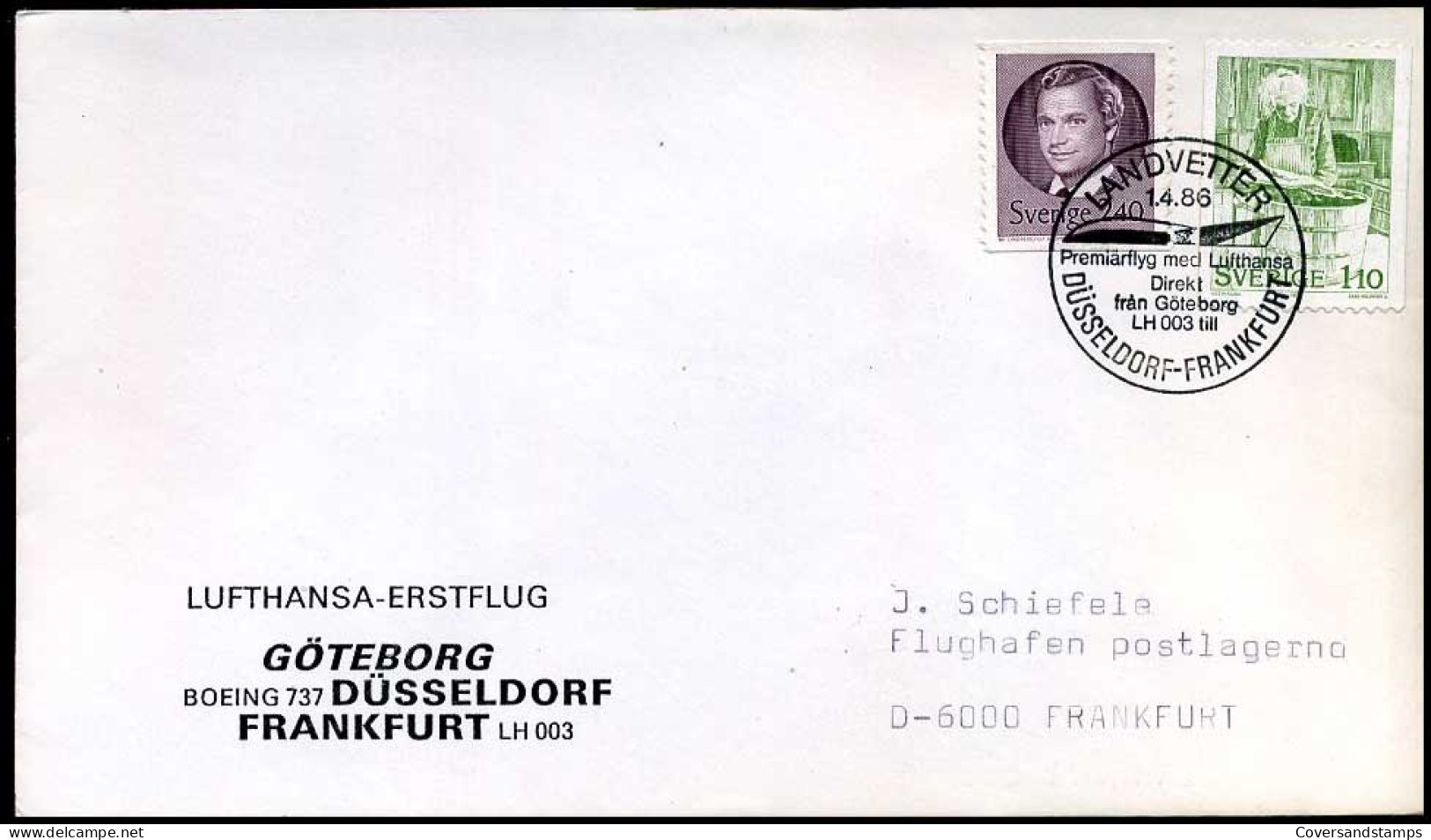 First Flight Göteborg-Frankfurt - Covers & Documents