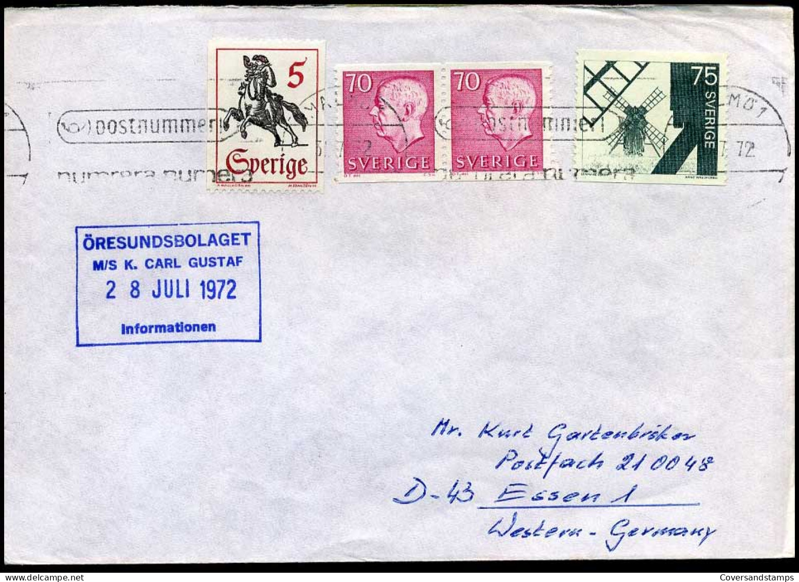 Swedish Cover, MS "K. Carl Gustaf" - Storia Postale