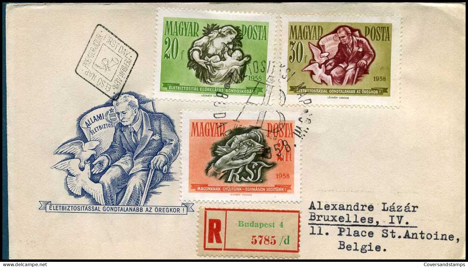Registered Cover From Hungary To Belgium - Briefe U. Dokumente