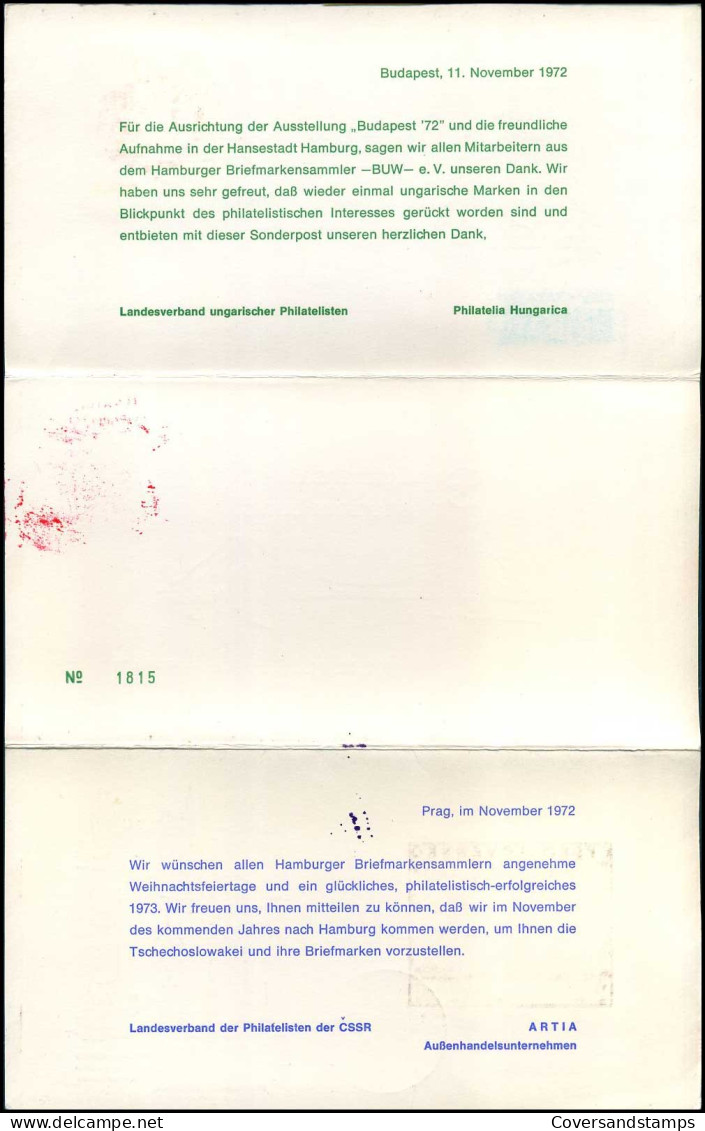 Souvenir "Budapest 72", Lufthansa Pro Praha 73 - Briefe U. Dokumente