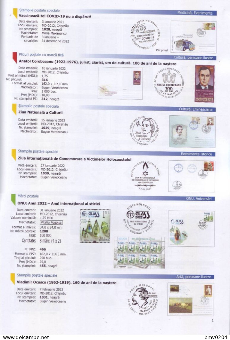 2023 2022 Moldova Illustrated Catalog Of Postal Issues Of The Republic Of Moldova 2022 Romanian Language. Chisinau - Moldavie