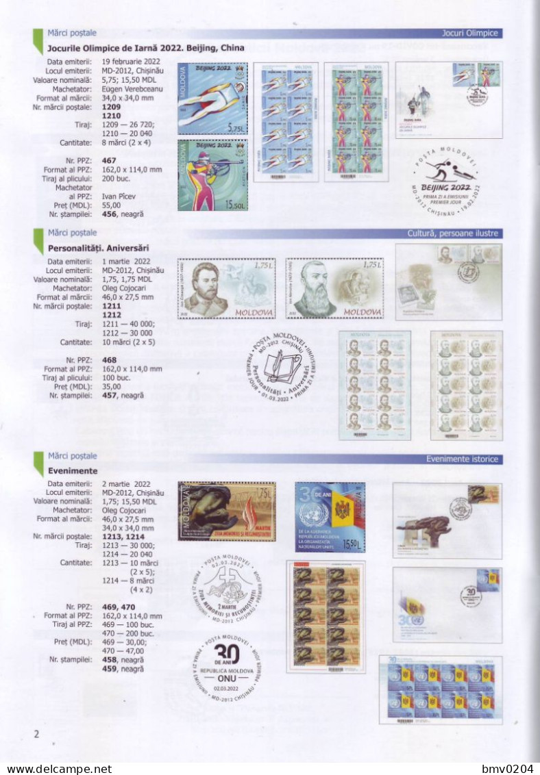 2023 2022 Moldova Illustrated Catalog Of Postal Issues Of The Republic Of Moldova 2022 Romanian Language. Chisinau - Moldavie