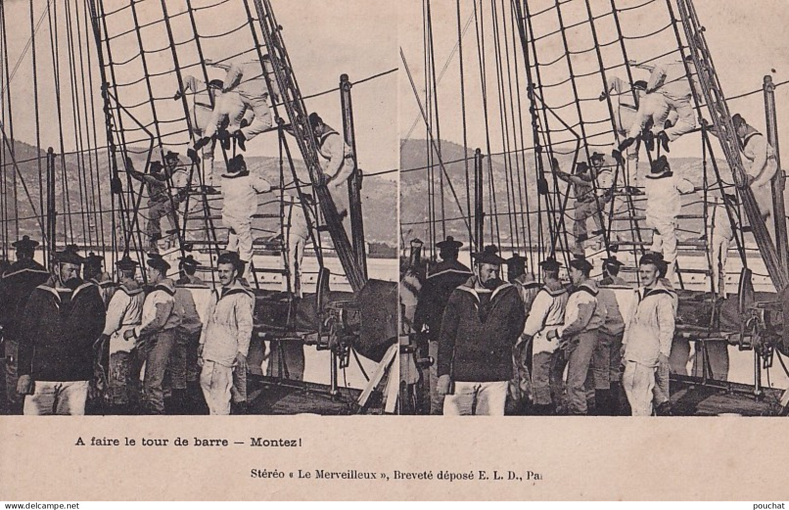 BATEAU DE GUERRE - A FAIRE LE TOUR DE BARRE MONTEZ - ANIMEE - MILITAIRES - MARINS - CARTE STEREO - 2 SCANS - Guerra