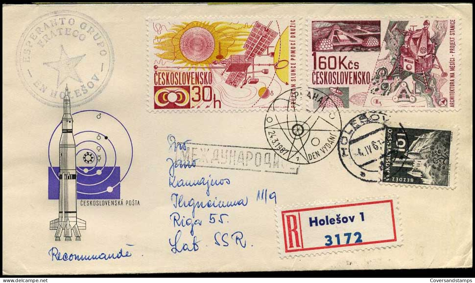 Registered Czech Cover To U.S.S.R. - Lettres & Documents