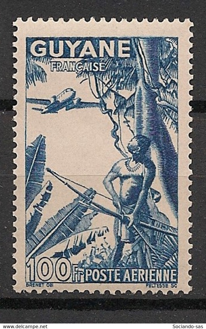 GUYANE - 1944 - Poste Aérienne PA N°YT. 25 - 100f Bleu - Neuf Luxe ** / MNH / Postfrisch - Ungebraucht