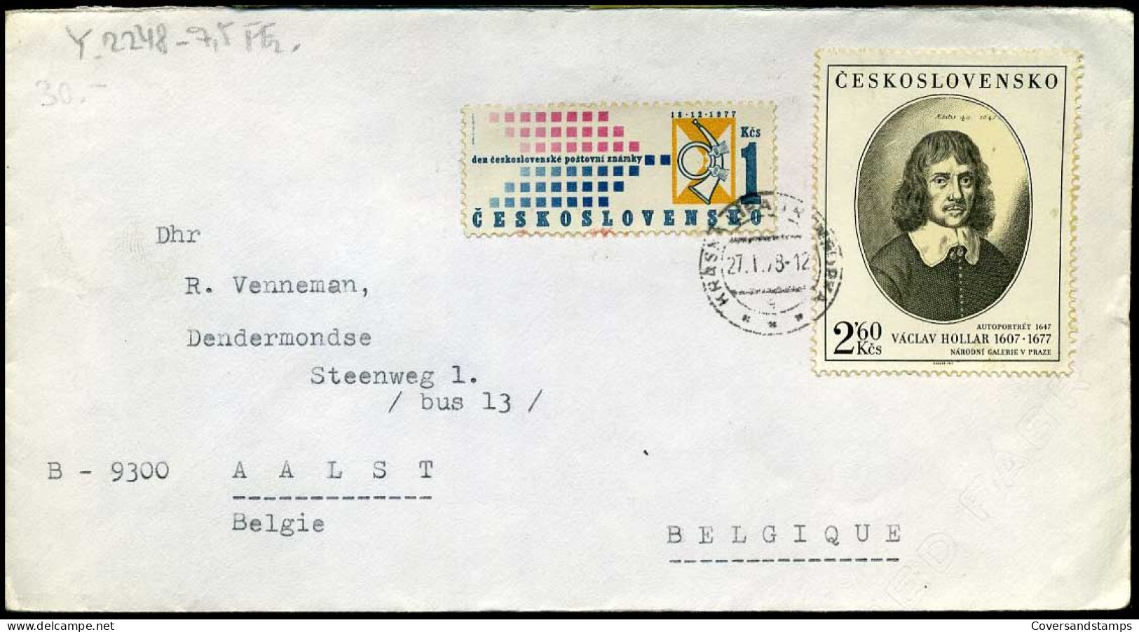 Czech Cover To Aalst, Belgium - Lettres & Documents