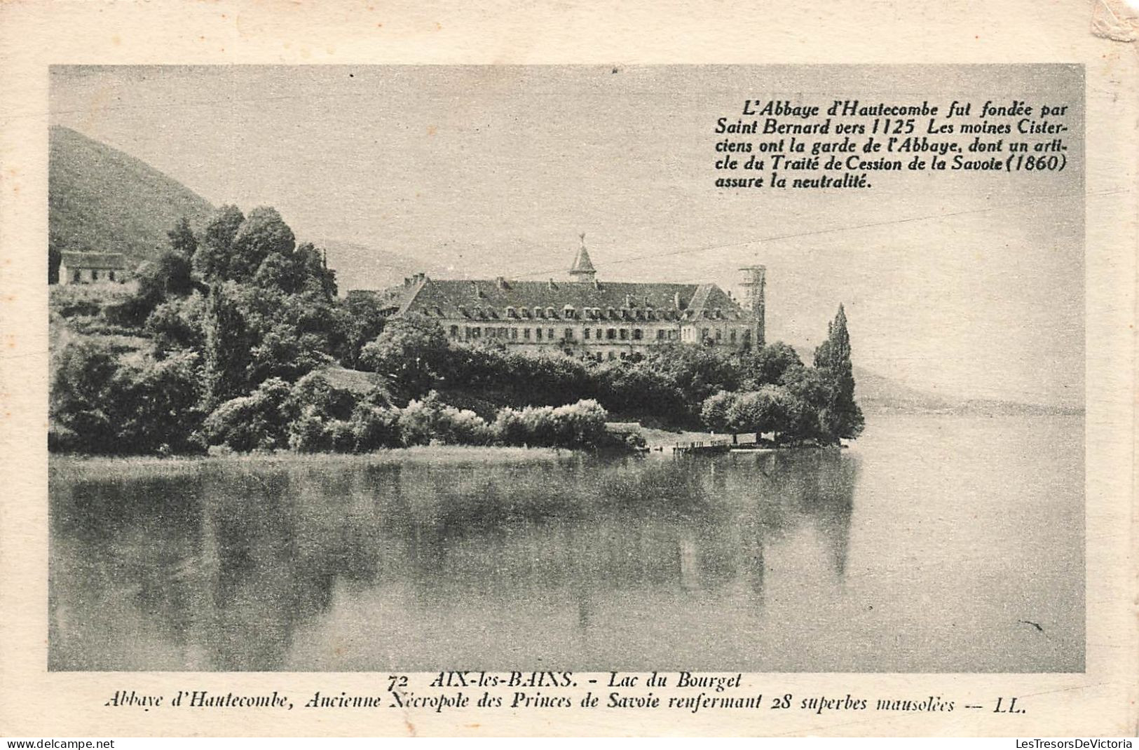 FRANCE - Aix Les Bains - Vue Sur Le Lac Du Bourget - Abbaye D'Hautecombe - Ancienne Nécropole - Carte Postale Ancienne - Aix Les Bains