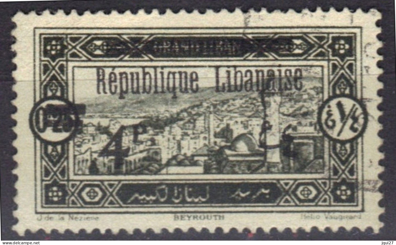 Grand Liban N° 90e Variété Barres De La Surcharge De Droite Absentes - Usati