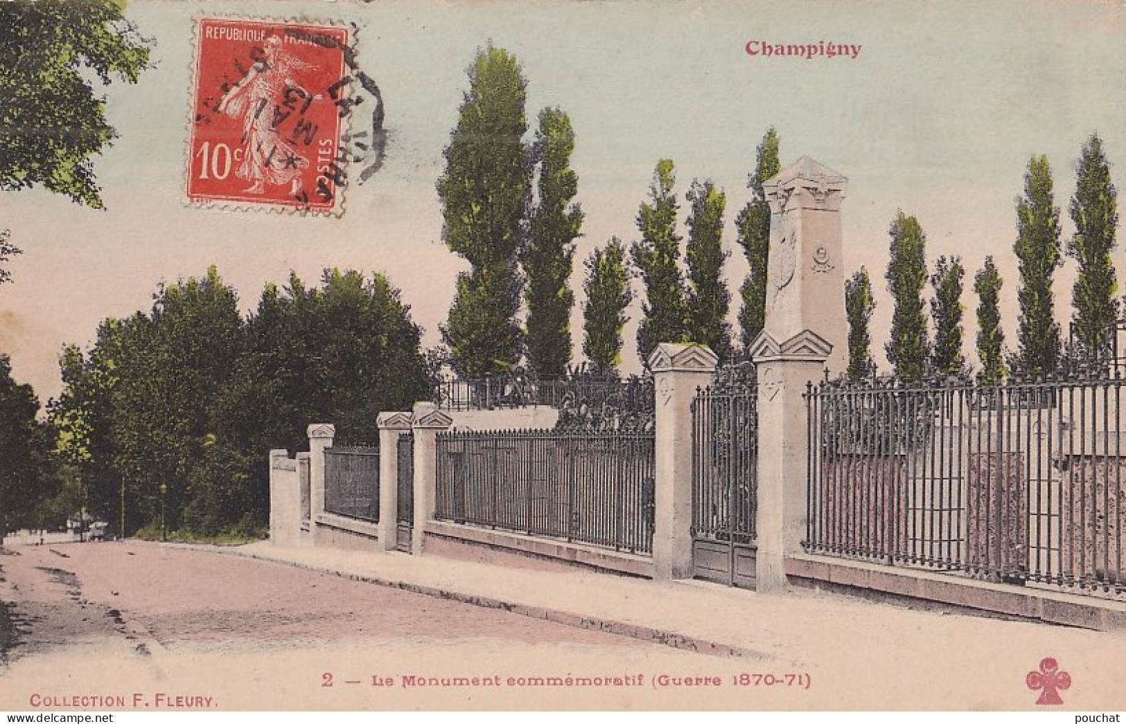 N3- 51) CHAMPIGNY LA BATAILLE - LE MONUMENT COMMEMORATIF - GUERRE 1870 - 71 - COULEURS EN 1913 - Champigny