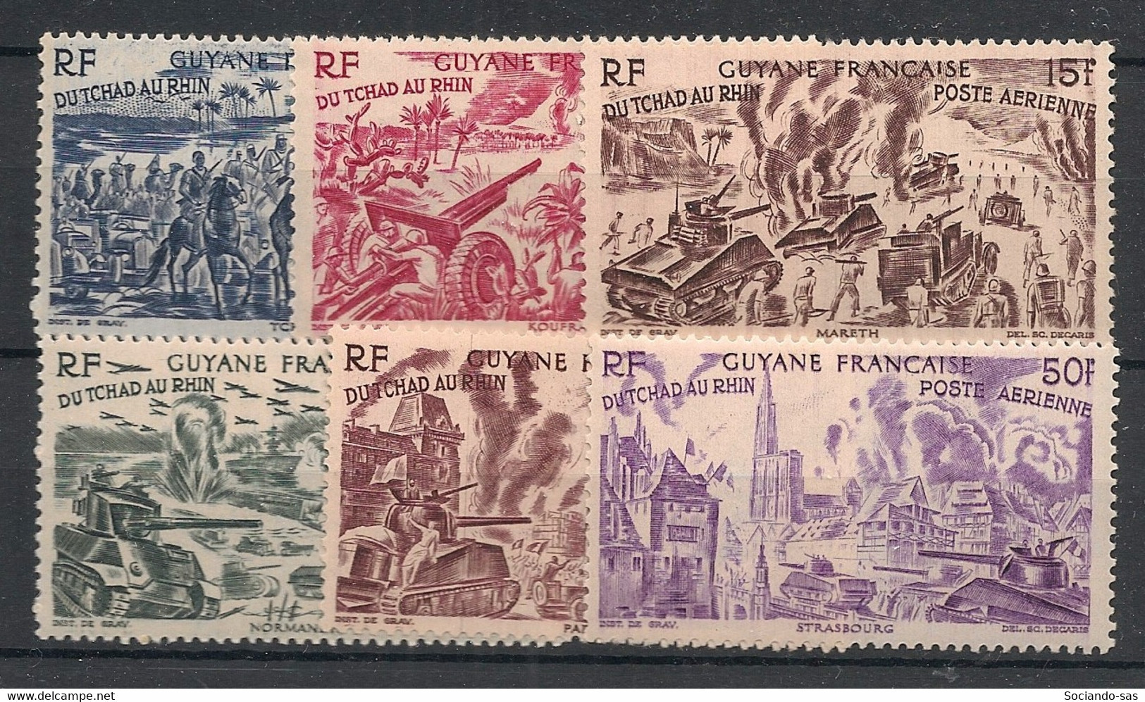 GUYANE - 1946 - Poste Aérienne PA N°YT. 29 à 34 - Du Tchad Au Rhin - Neuf * / MH VF - Unused Stamps