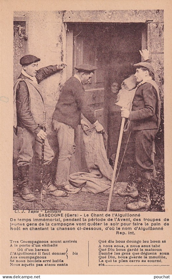 N9-32) GASCOGNE - LE CHANT DE L ' AIGUILLONNE  +  POEME EN PATOIS - EDIT. J. TAPIE - LECTOURE - ( 2 SCANS ) - Lectoure