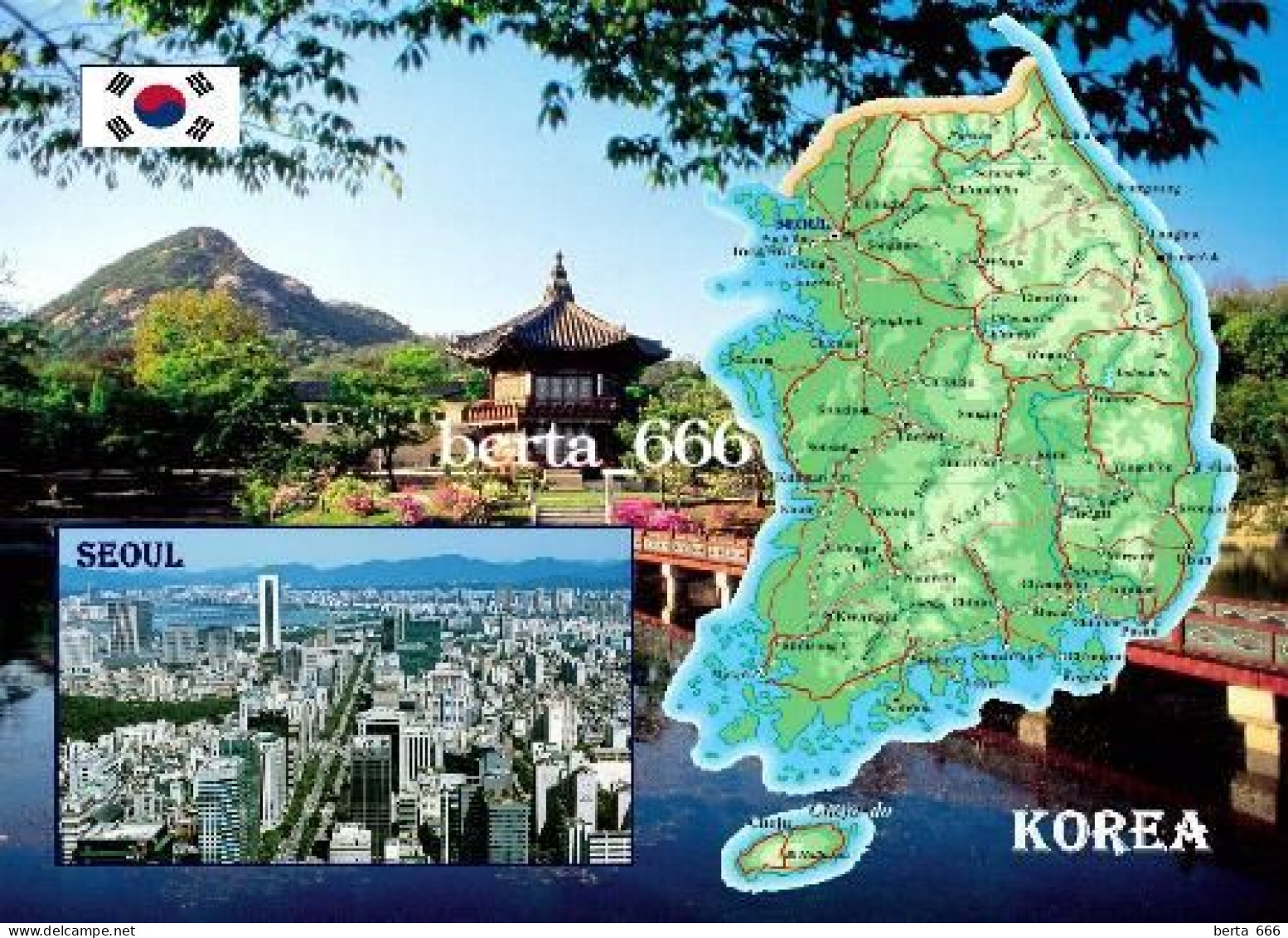 South Korea Country Map New Postcard * Carte Geographique * Landkarte - Korea (Süd)