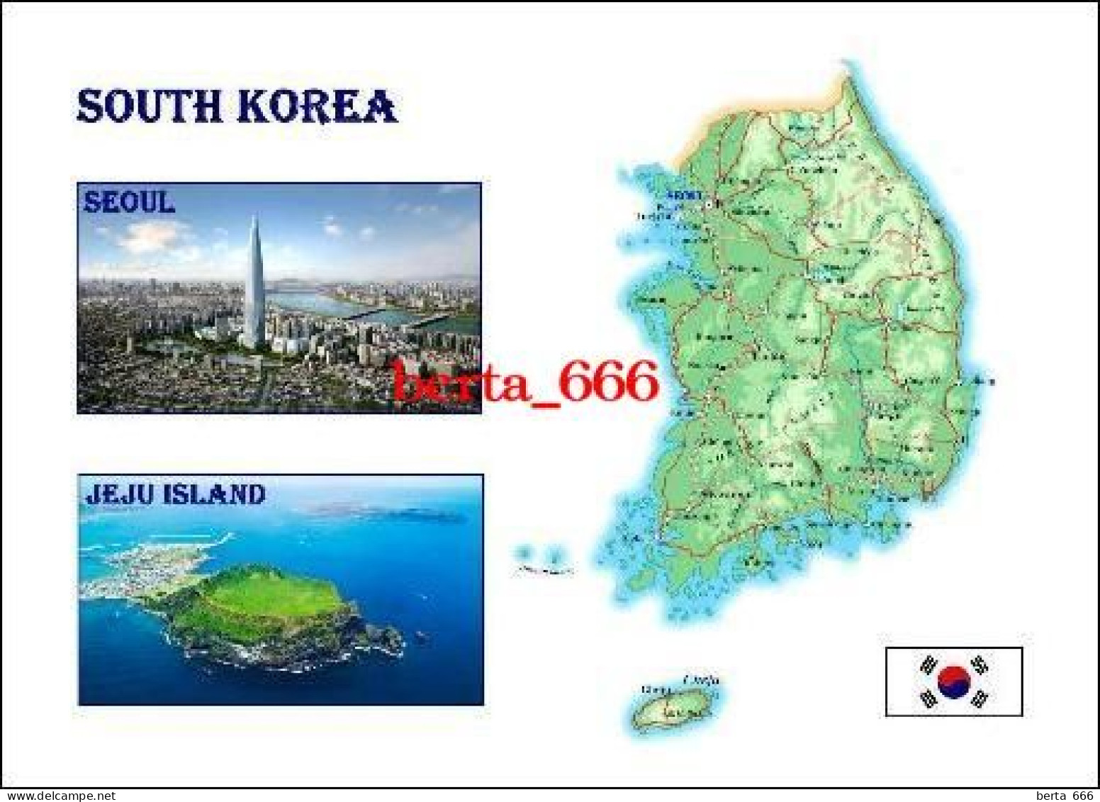 South Korea Country Map New Postcard * Carte Geographique * Landkarte - Corée Du Sud