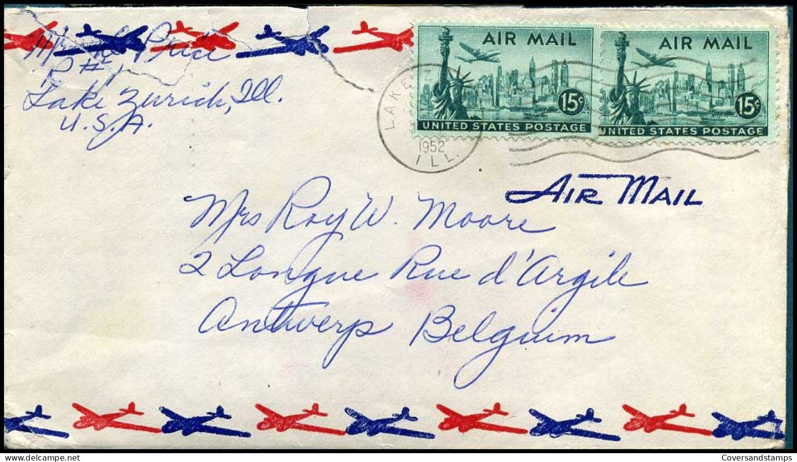 USA - Cover To Antwerp, Belgium - Lettres & Documents