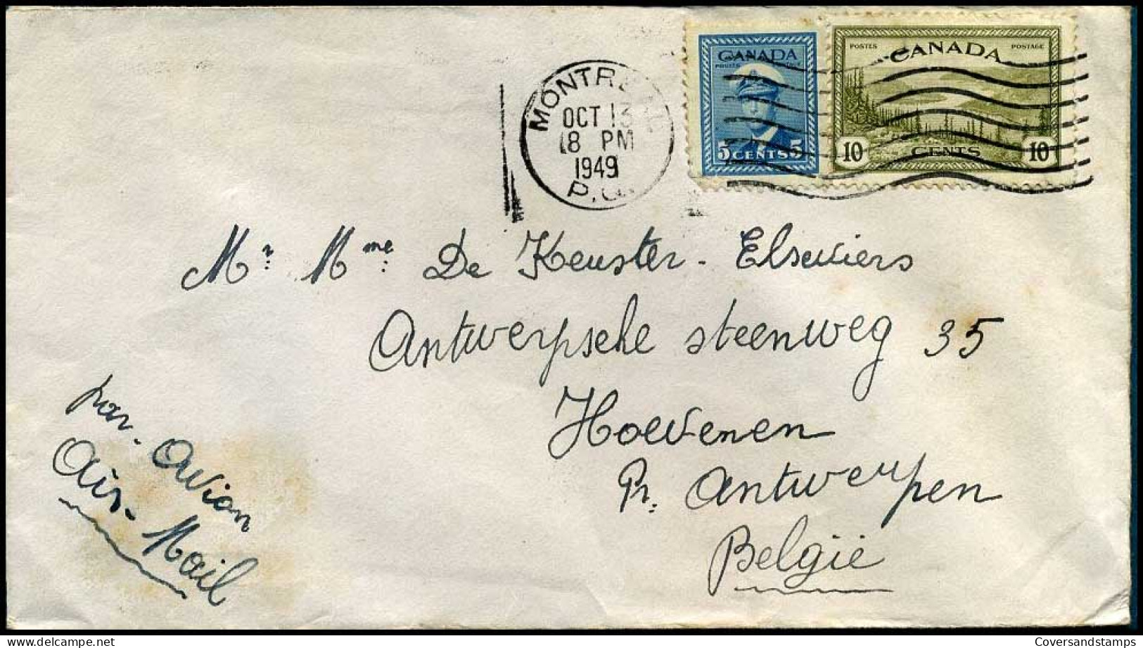 Canada - Cover To Hoevenen, Belgium  - Storia Postale