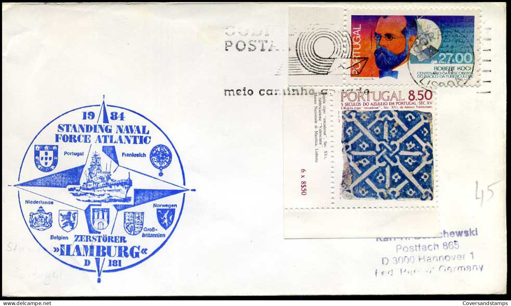 Portugal - Cover To Hannover, Germany - Standing Naval Force Atlantic - Storia Postale