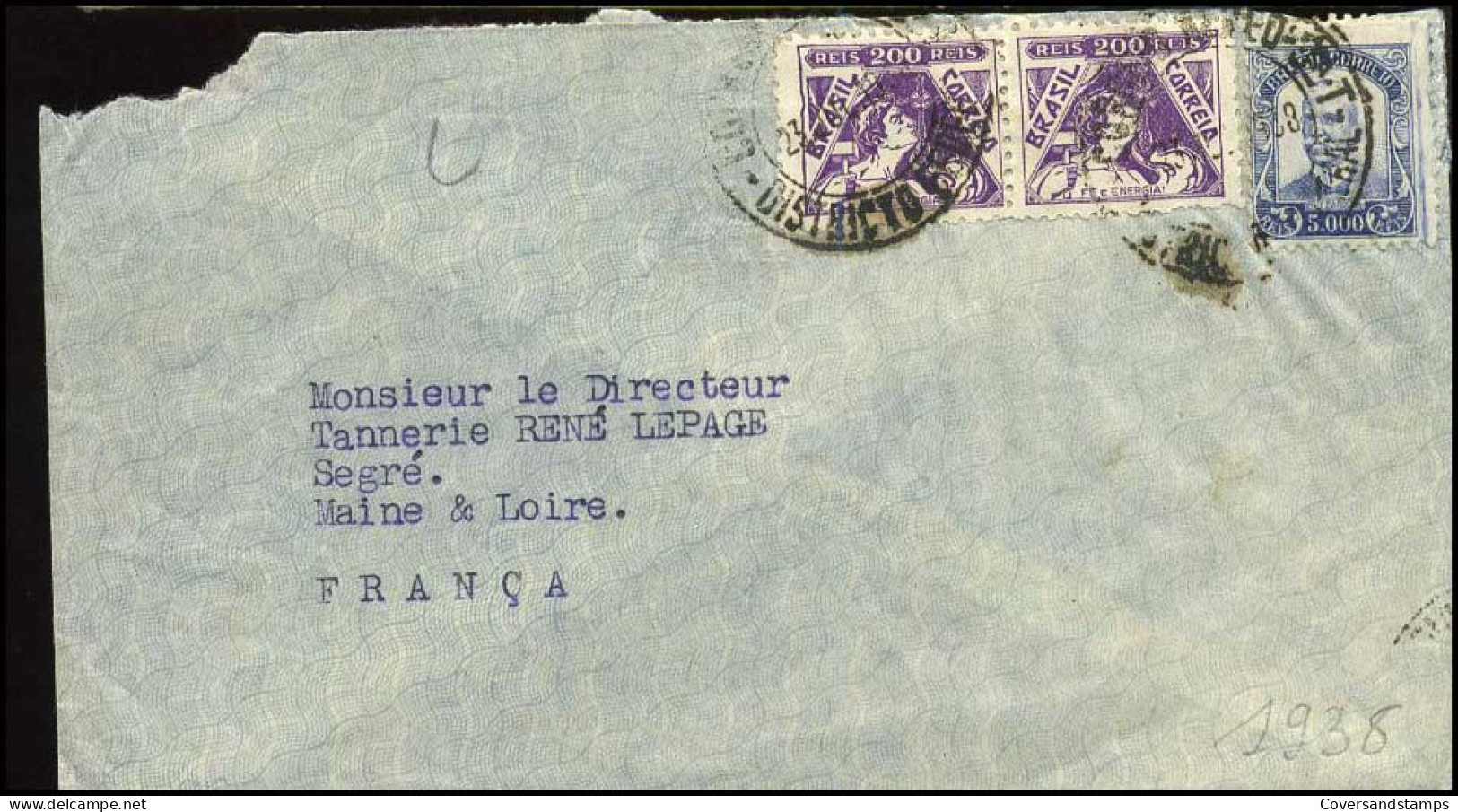 Brasil - Cover To Segré, France - Lettres & Documents