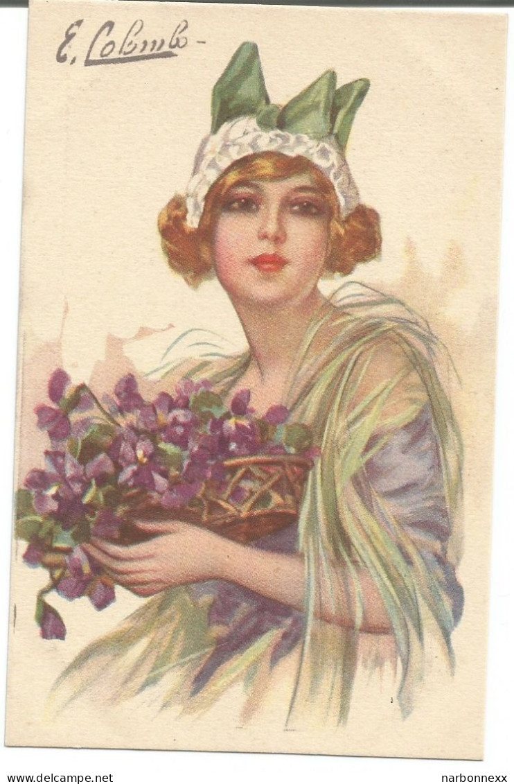 Colombo.  982-2.  Très Belle Carte. Femme Avec Violettes - Colombo, E.