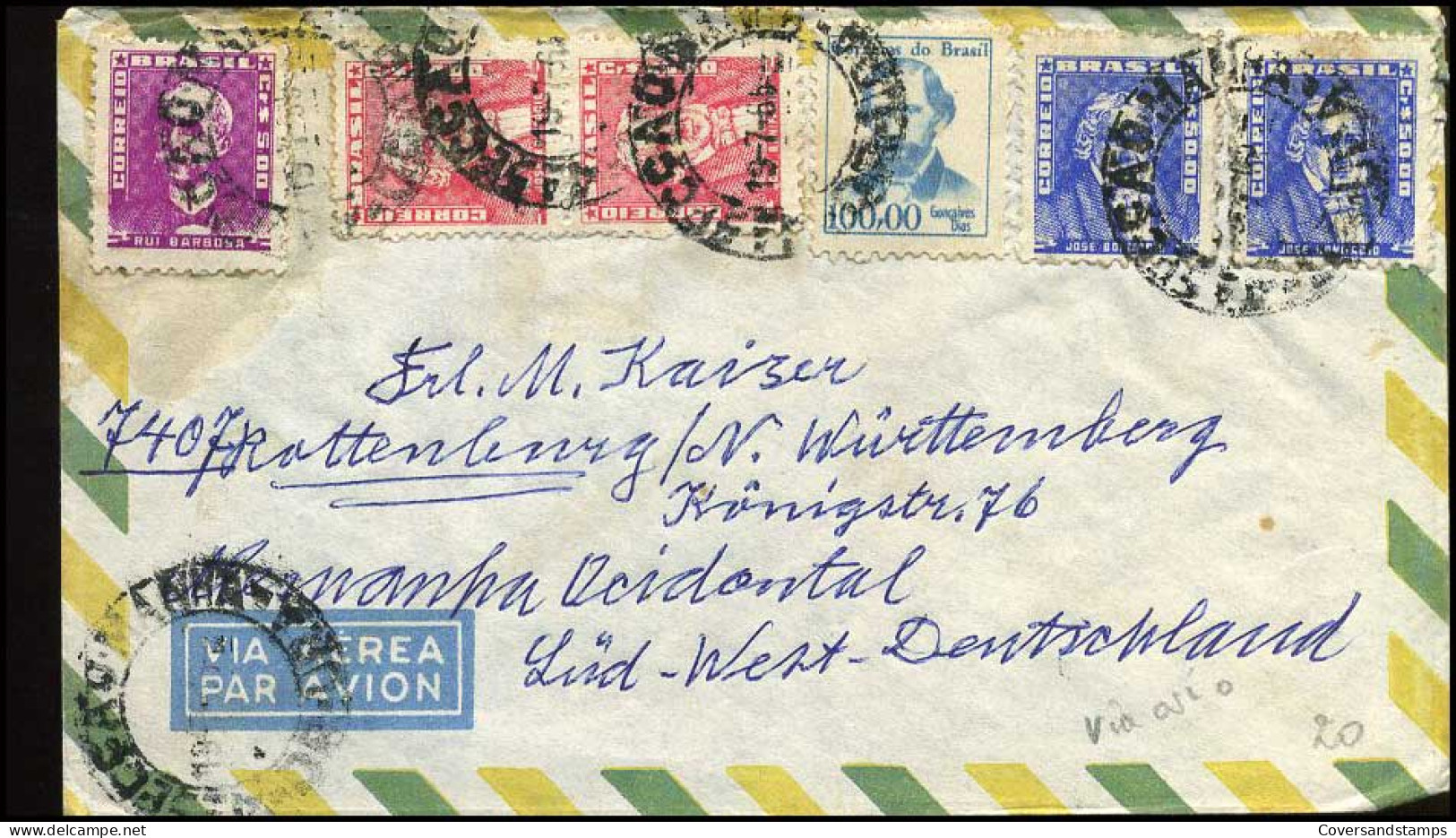 Brasil - Cover To Württemberg, Germany - Briefe U. Dokumente