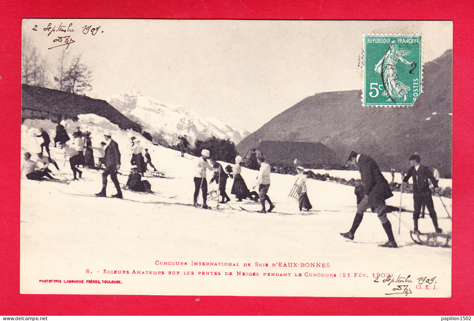 F-64-Eaux Bonnes-13A02 Concours International De Ski, Skieurs Amateurs Sur Les Pentes, Cpa BE - Eaux Bonnes