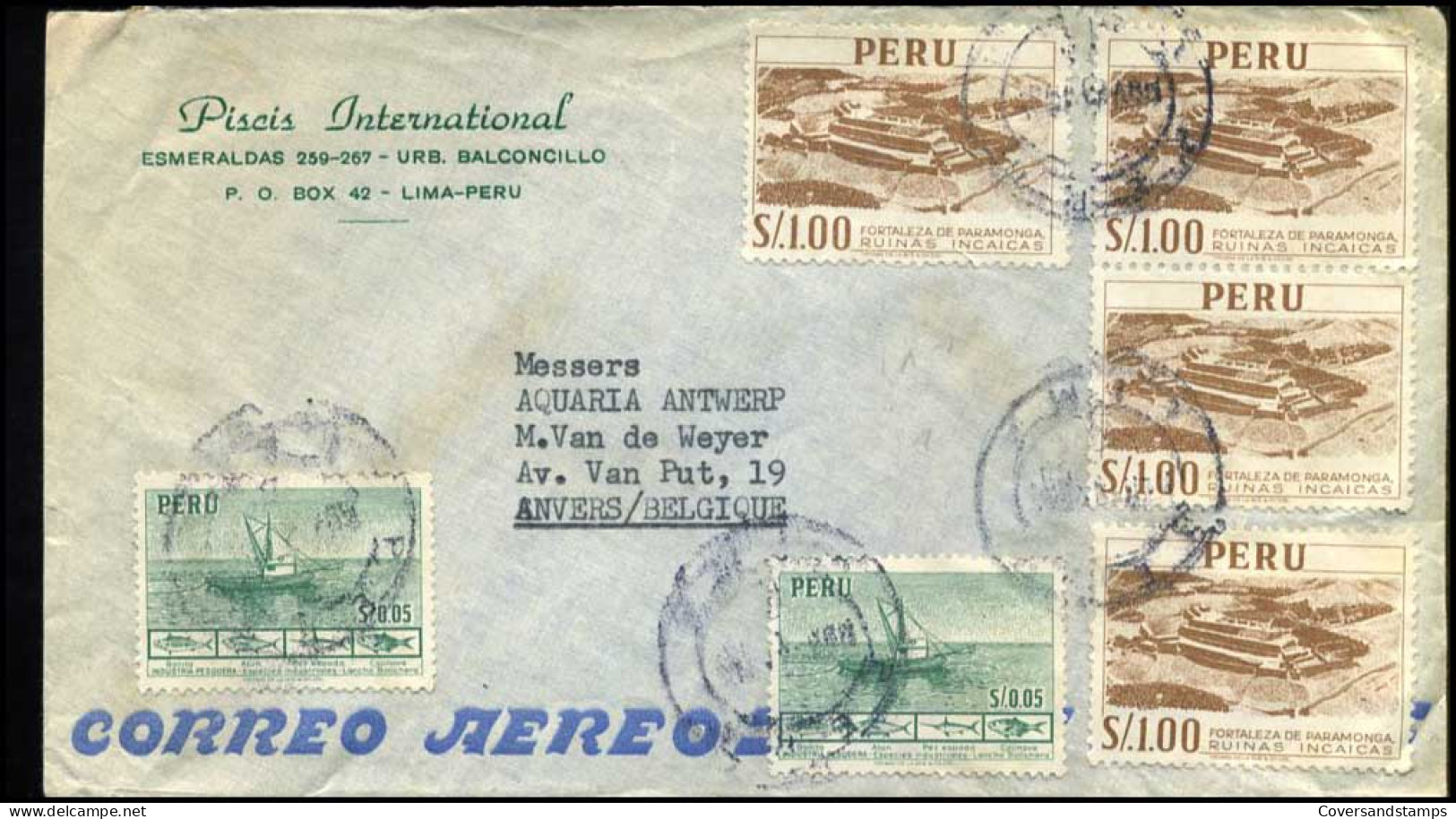 Peru - Cover To Antwerp, Belgium - Peru