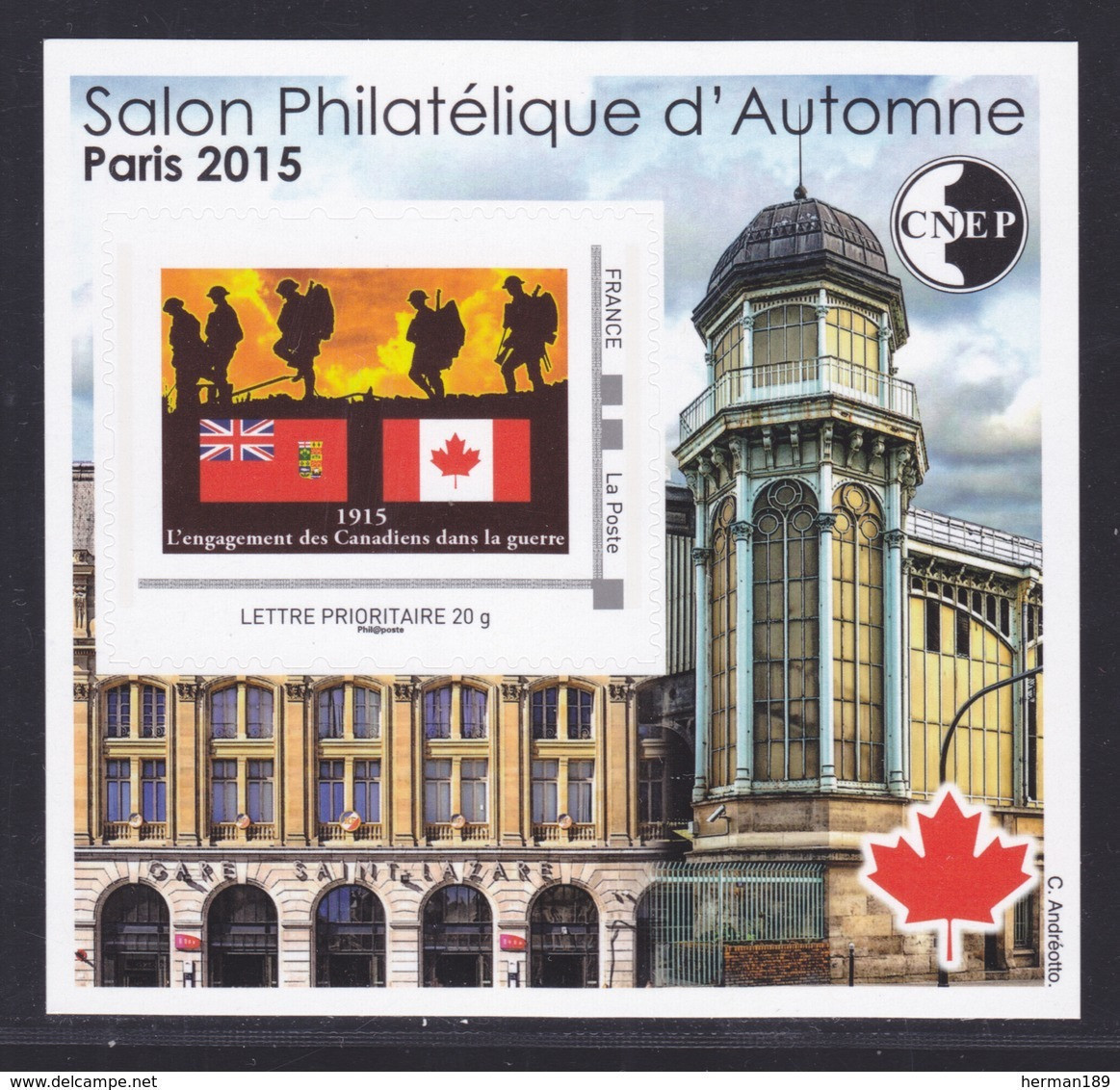 CNEP N° 69 NEUF ** LUXE - SALON D'AUTOMNE PARIS 2015, Bloc Autoadhésif, TB - CNEP