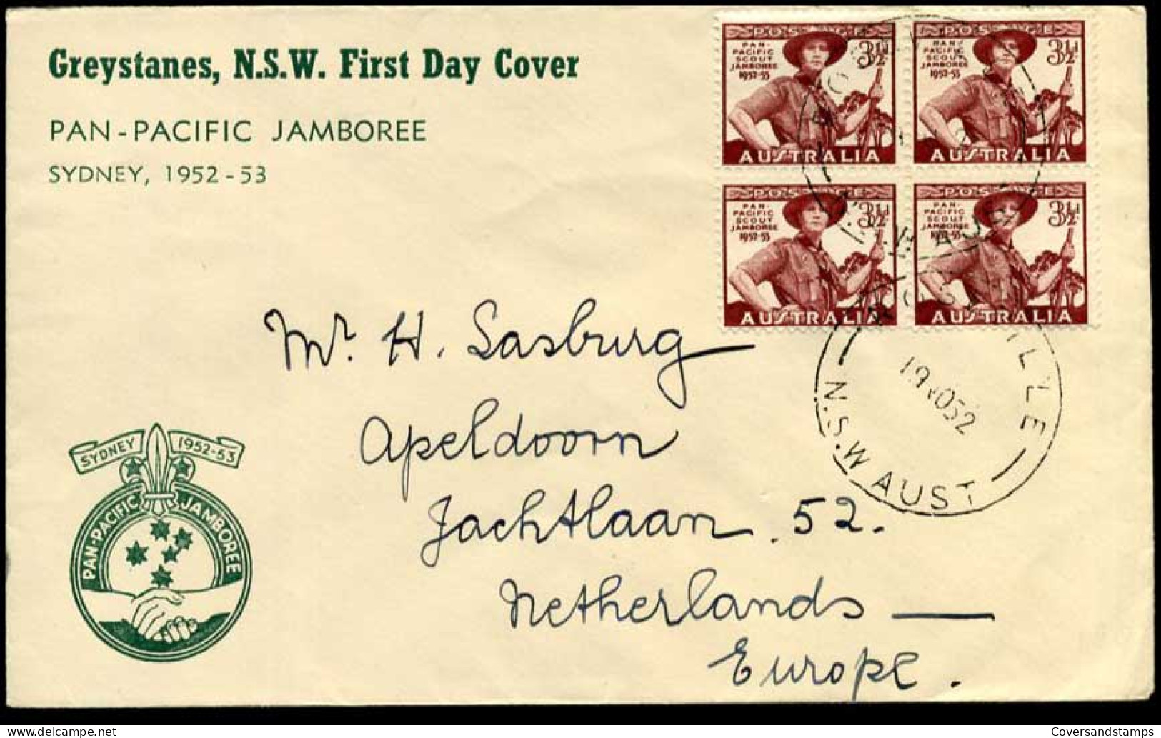 Australia - Cover To Apeldoorn, Netherlands - Pan-Paciific Jamboree, Sydney, 1952-53 - Brieven En Documenten