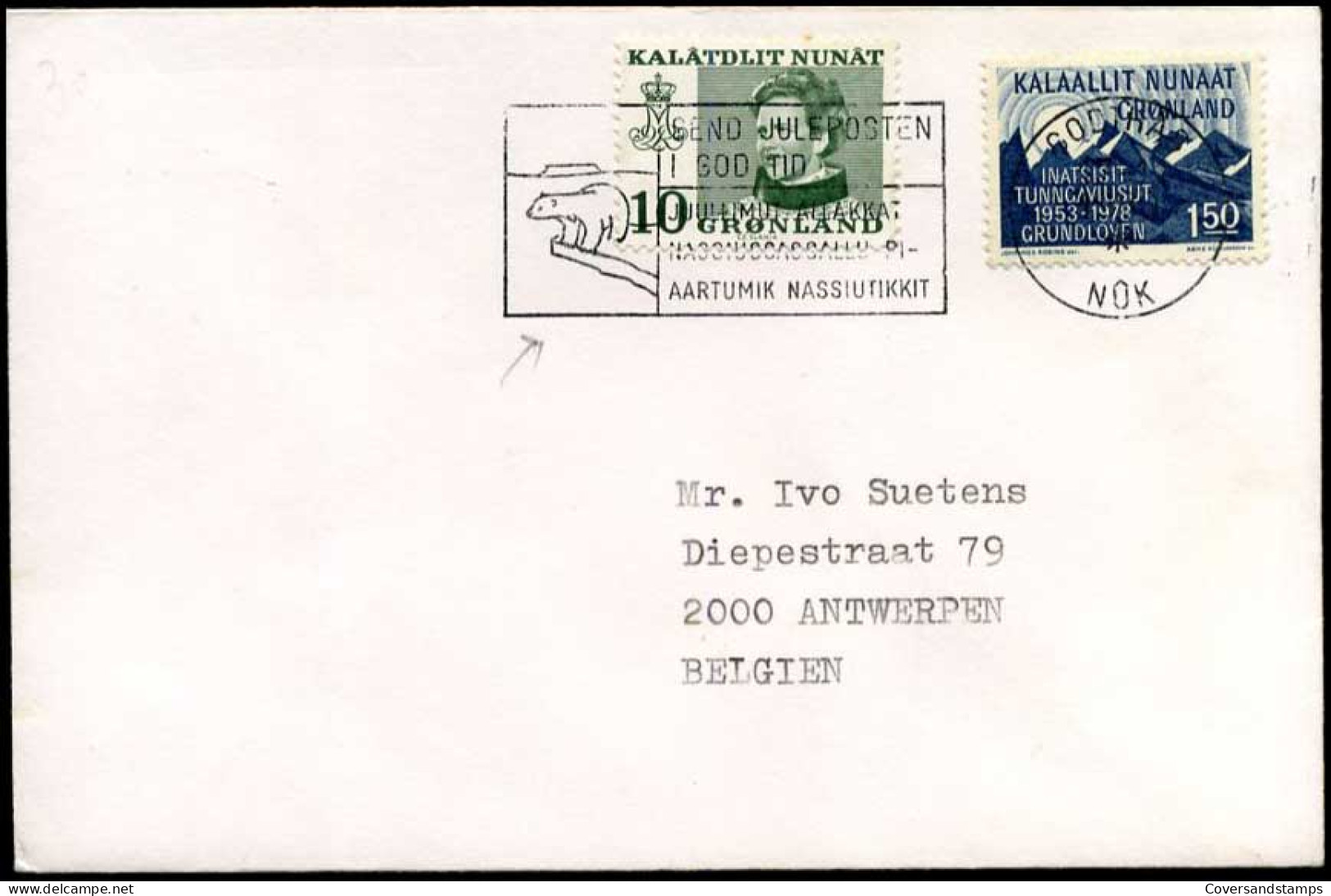 Groenland - Cover To Antwerp, Belgium - Briefe U. Dokumente