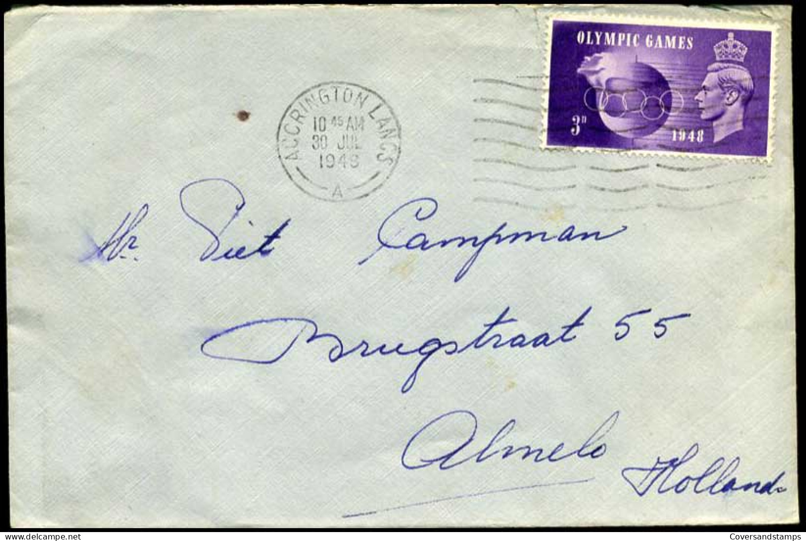 Great-Britain - Cover To Almelo, Netherlands - Olympic Games 1948 - Cartas & Documentos