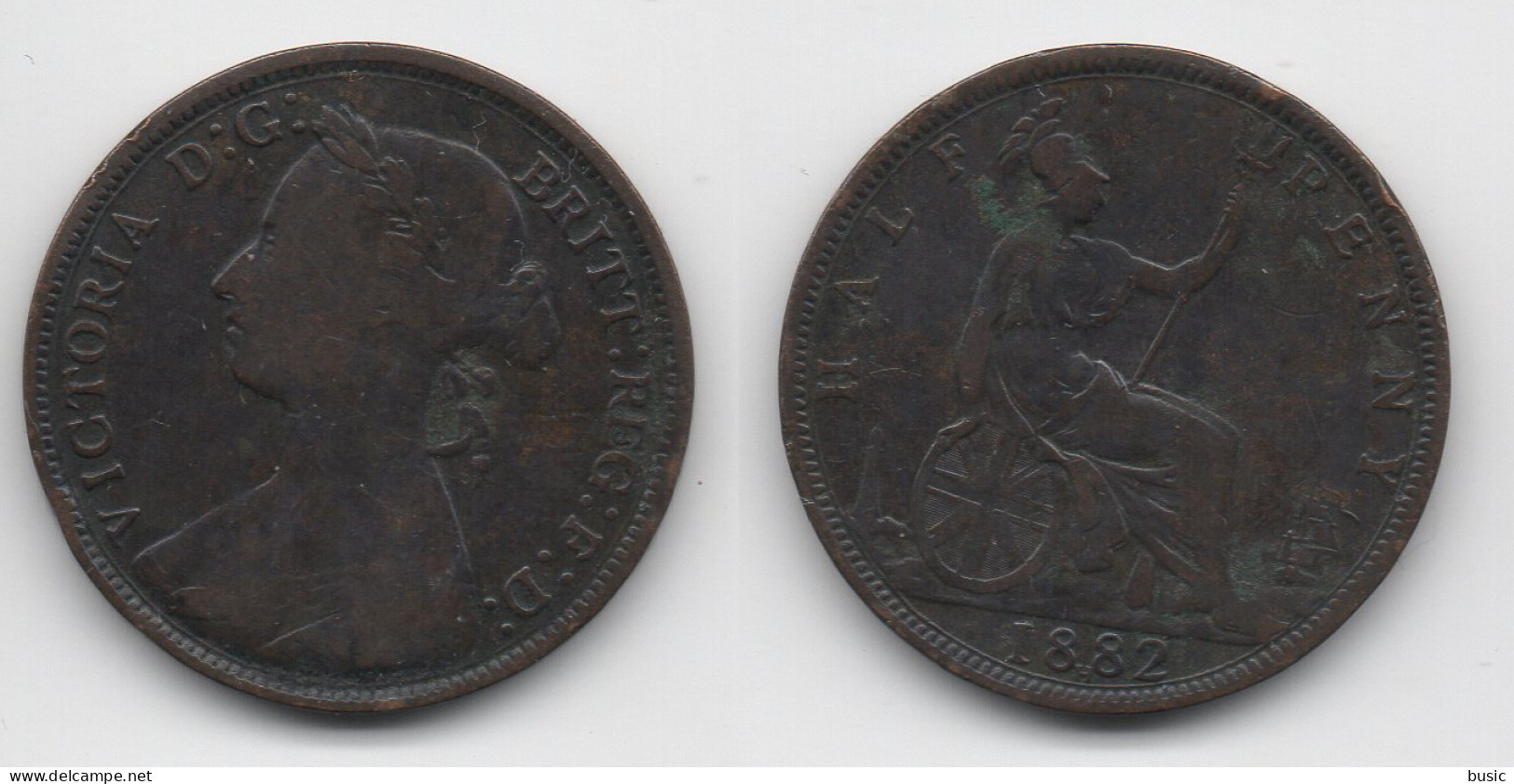 +  1/2 PENNY 1882 H  + - C. 1/2 Penny
