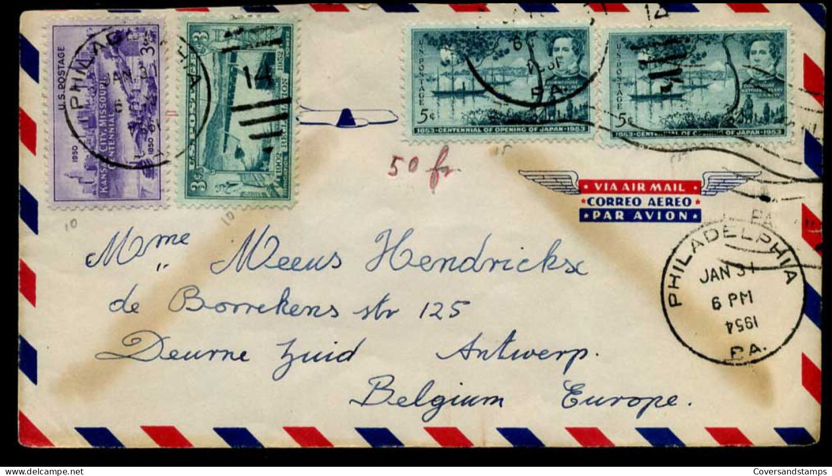 USA - Cover To Deurne, Belgium - Lettres & Documents