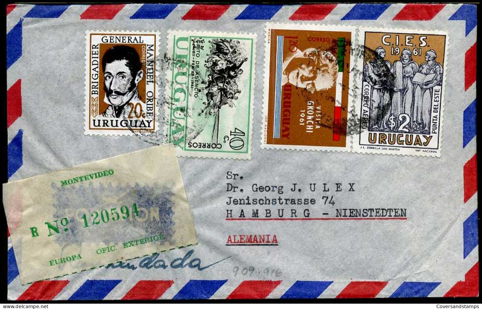 Uruguay - Cover To Hamburg, Germany - Uruguay