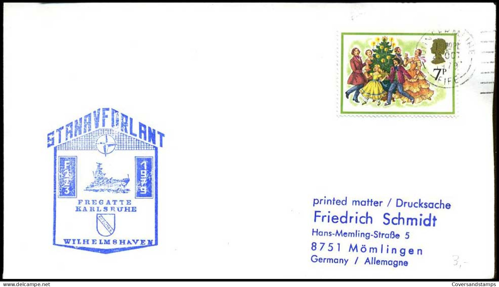 Great-Britain - Cover To Mömlingen, Germany - Fregatte Karlsruhe, Wilhelmshaven - Cartas & Documentos