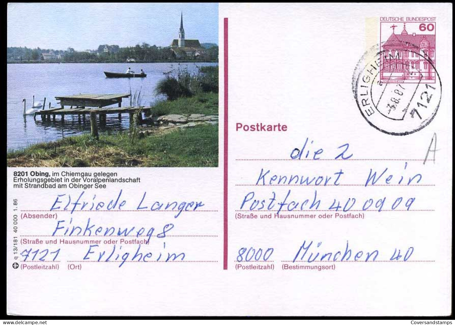Bundespost - Postkarte Nach München - Cartoline - Usati