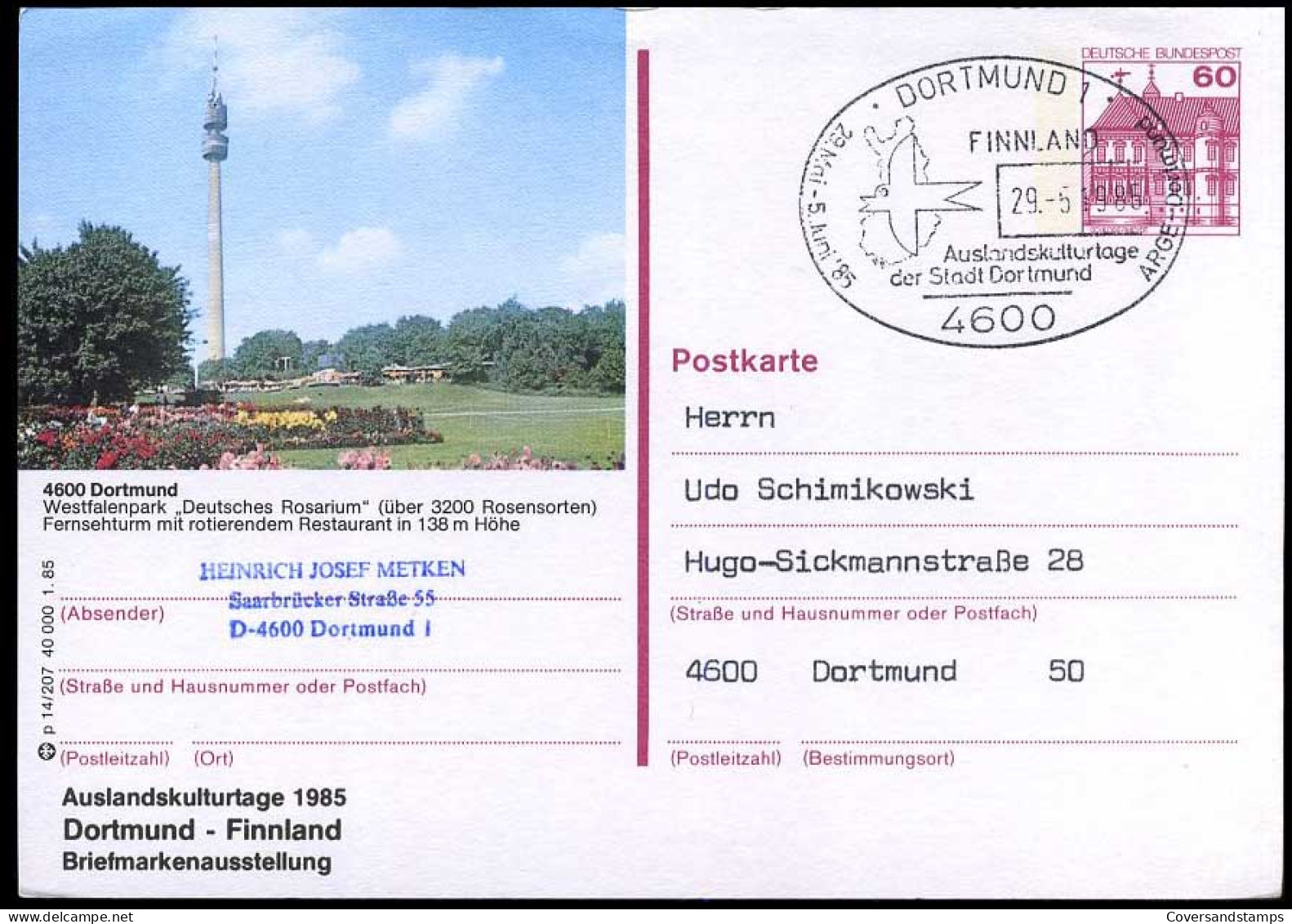 Bundespost - Postkarte Nach Dortmund - Cartoline - Usati