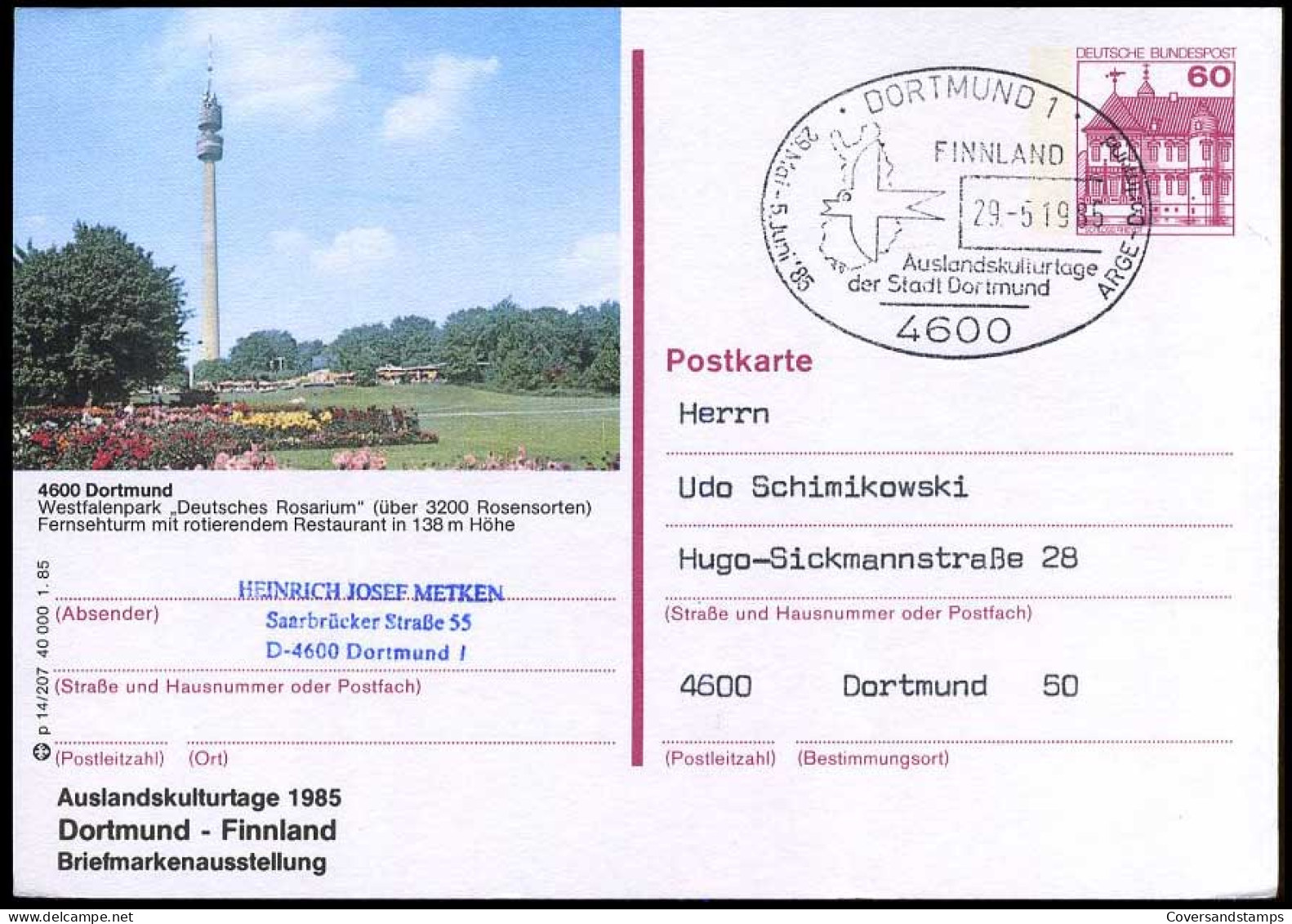 Bundespost - Postkarte Nach Dortmund - Postcards - Used