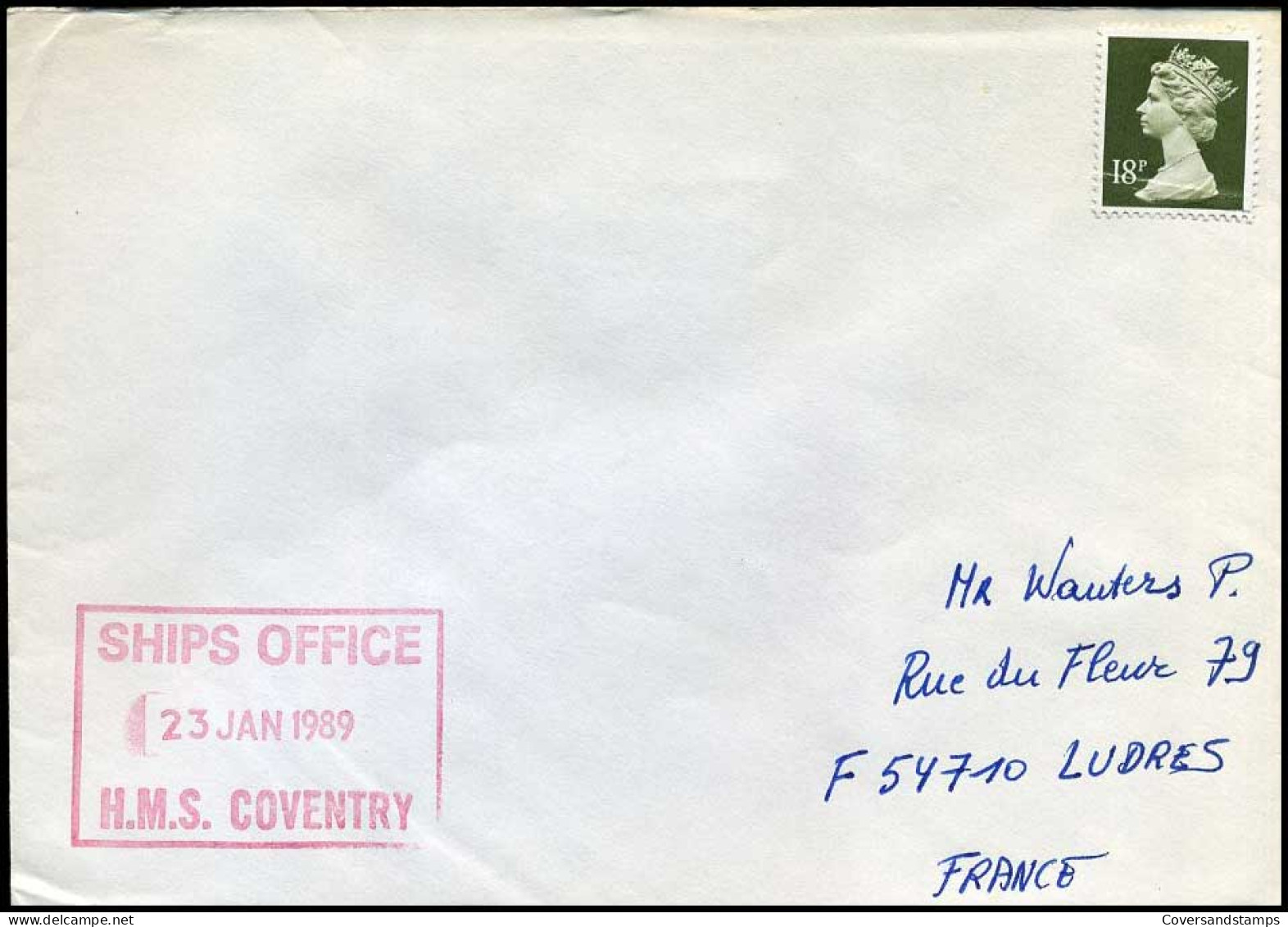 Great-Britain - Cover To Ludres, France - HMS Coventry - Covers & Documents