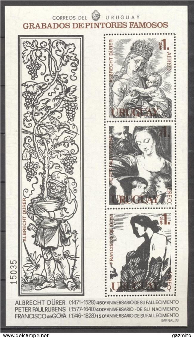 Uruguay 1978, Rubens, Madonna, Grapes, Block - Gravuren