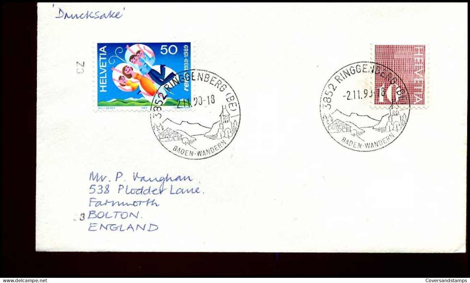 Switzerland - Cover To Bolton, England - Covers & Documents