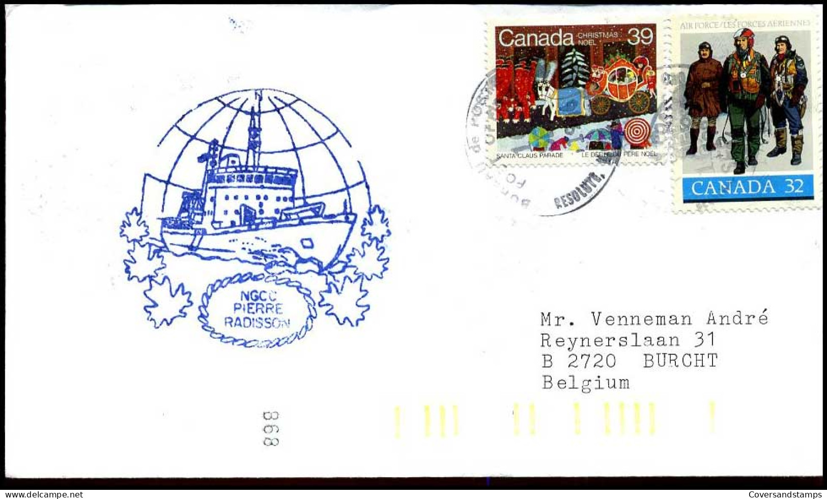 Canada - Cover To Burcht, Belgium - NGCC Pierre Radisson - Brieven En Documenten