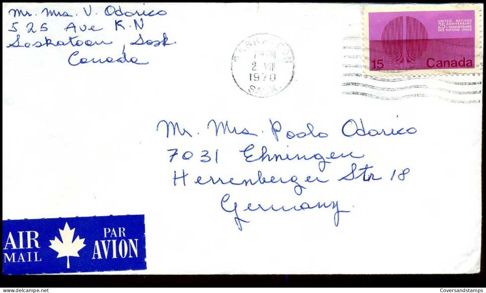 Canada - Cover To Ehningen, Germany - Covers & Documents