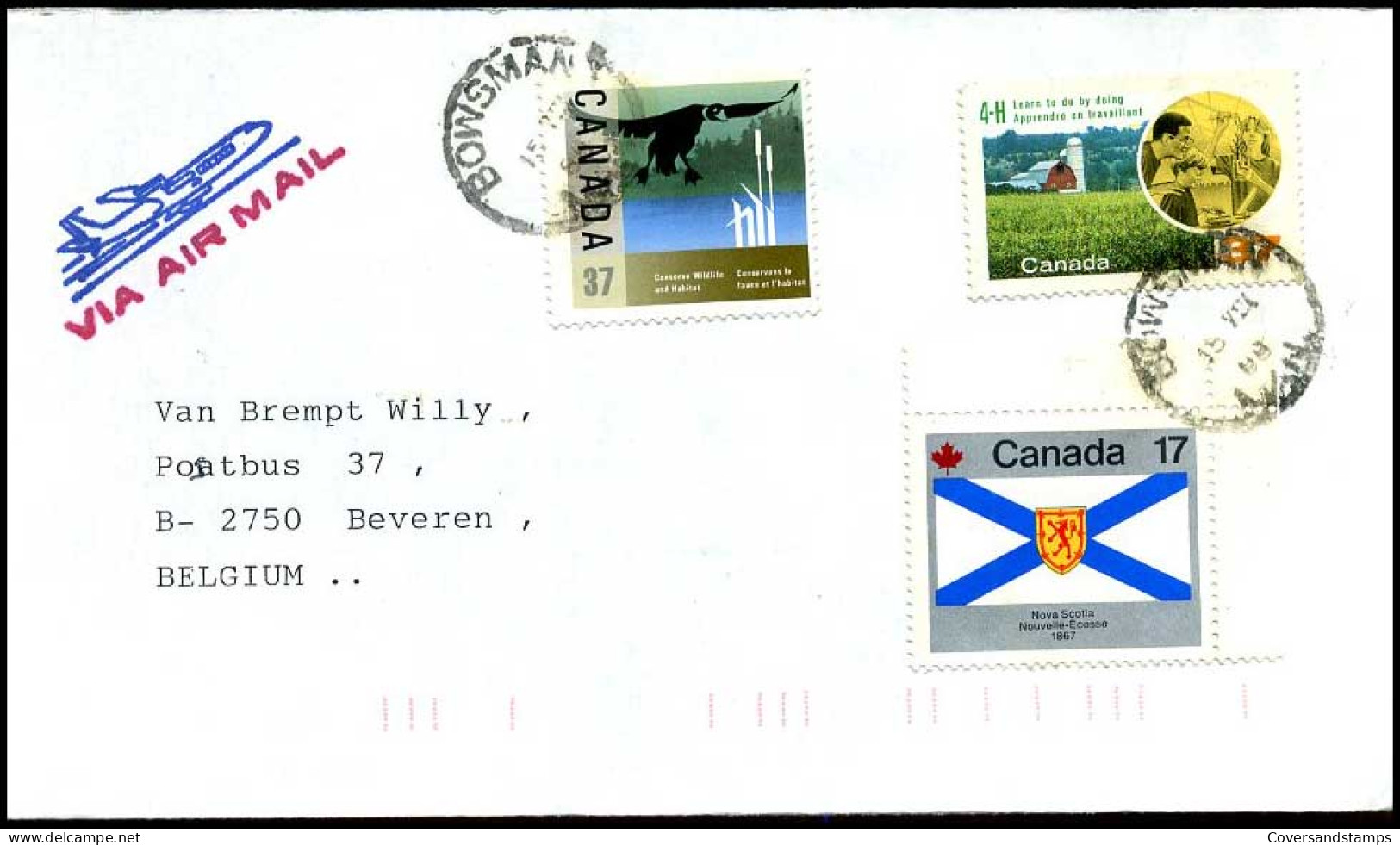 Canada - Cover To Beveren, Belgium - Briefe U. Dokumente