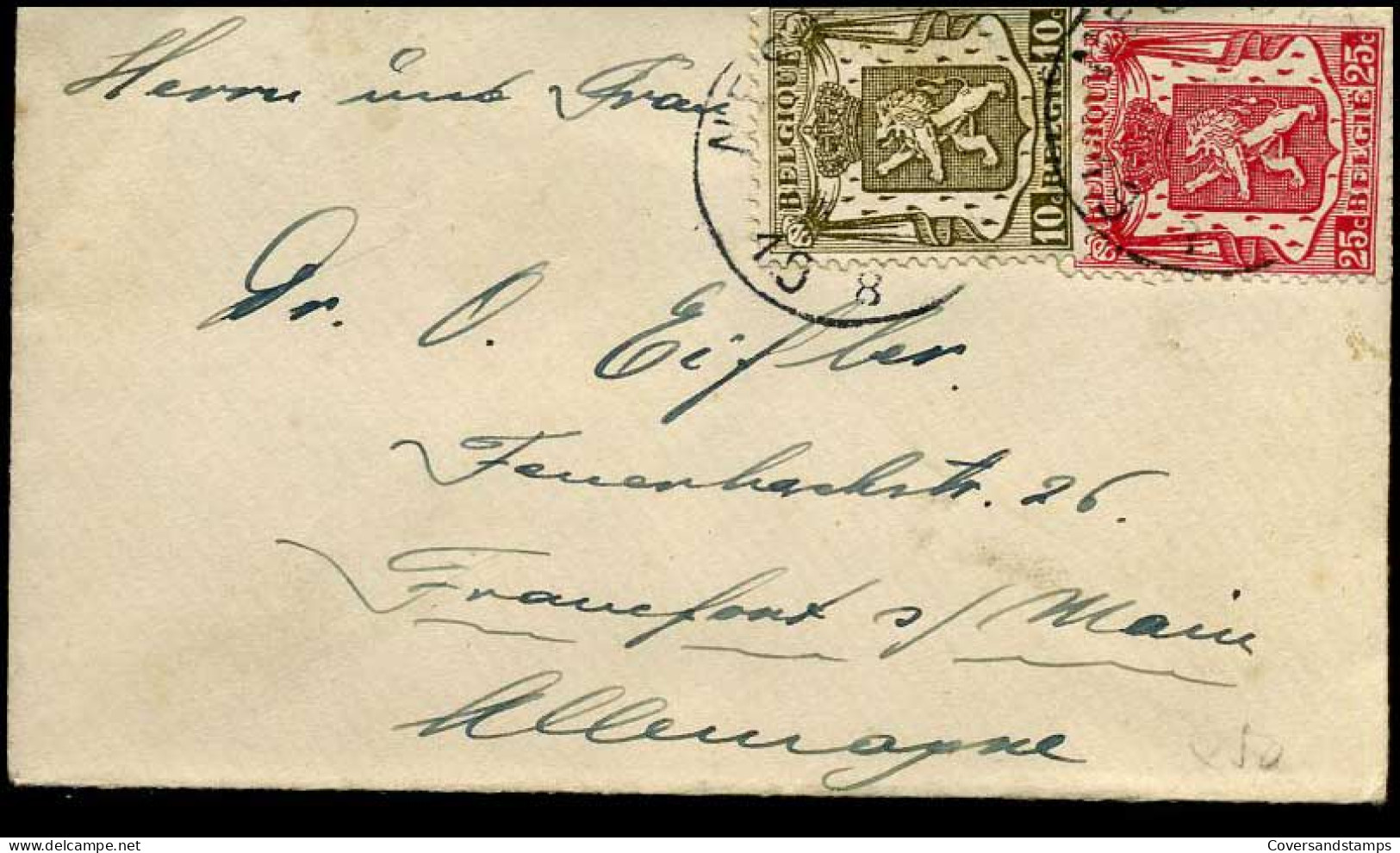 Kleine Envelop / Petite Enveloppe Naar Frankfurt Am Main, Duitsland, Met N° 420 + 423 - 1935-1949 Small Seal Of The State