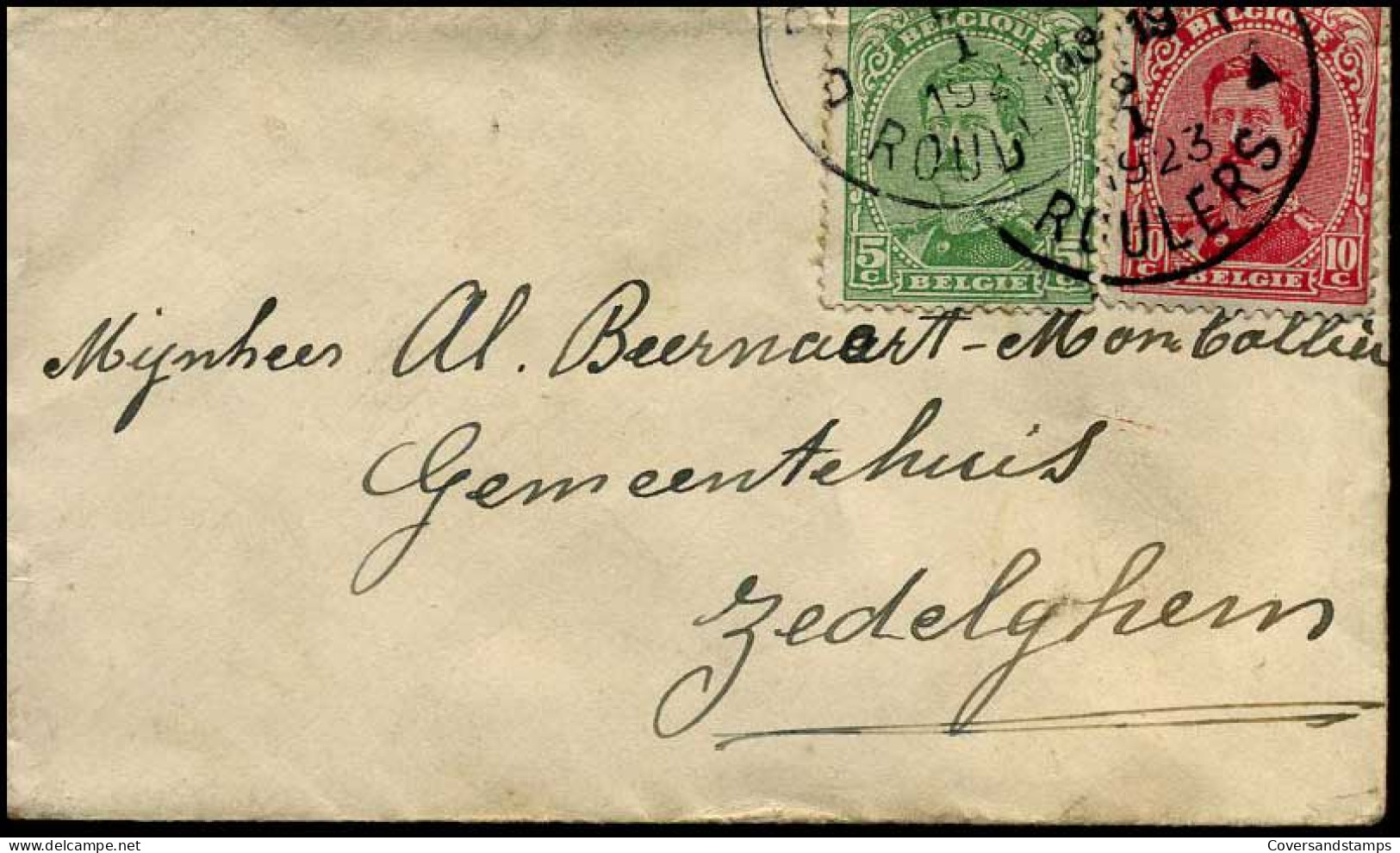 Kleine Envelop / Petite Enveloppe Naar Zedelghem, Met N° 137 + 138 - 1915-1920 Alberto I
