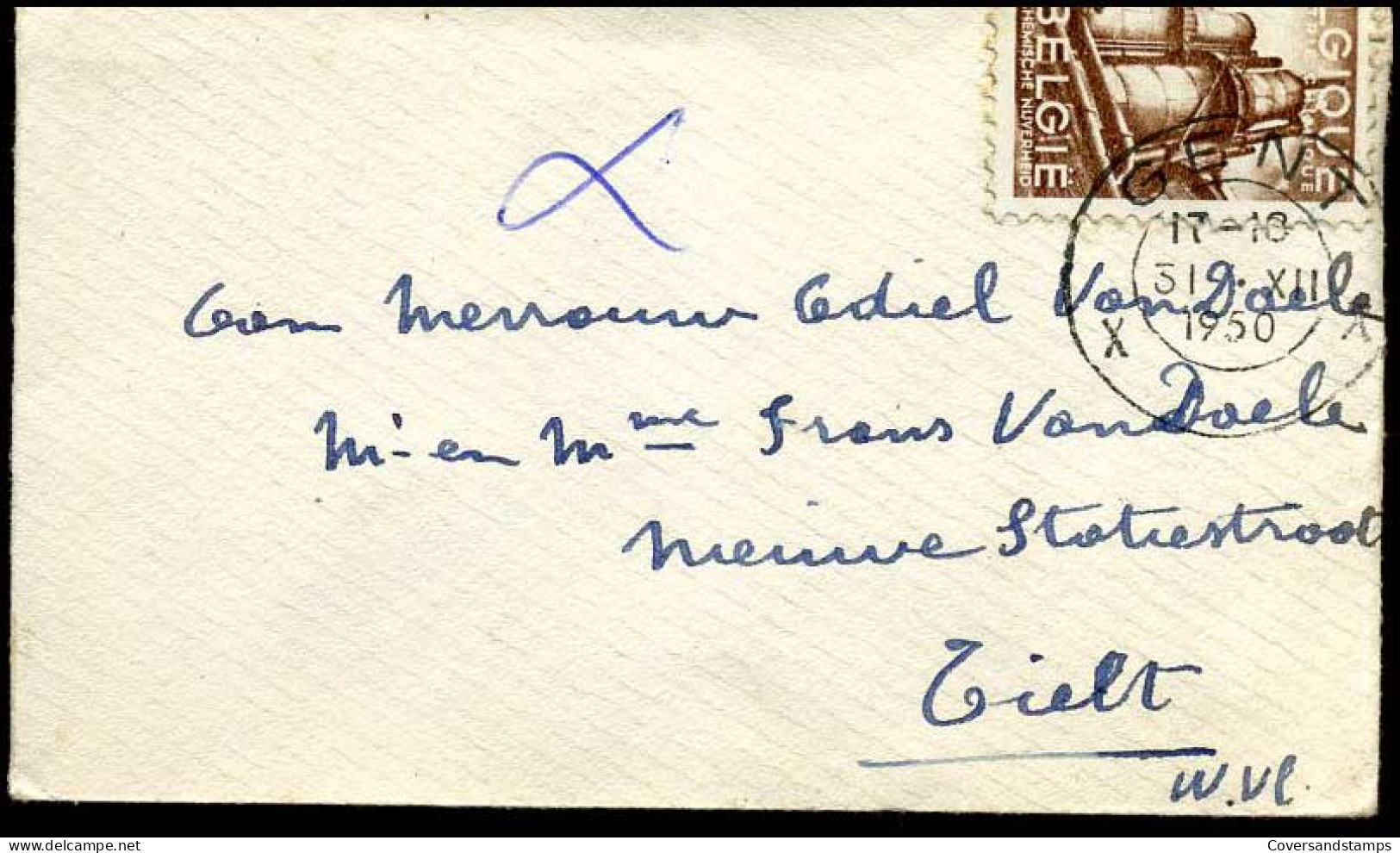 Kleine Envelop / Petite Enveloppe Naar Tielt, Met N° 767 - 1948 Esportazione